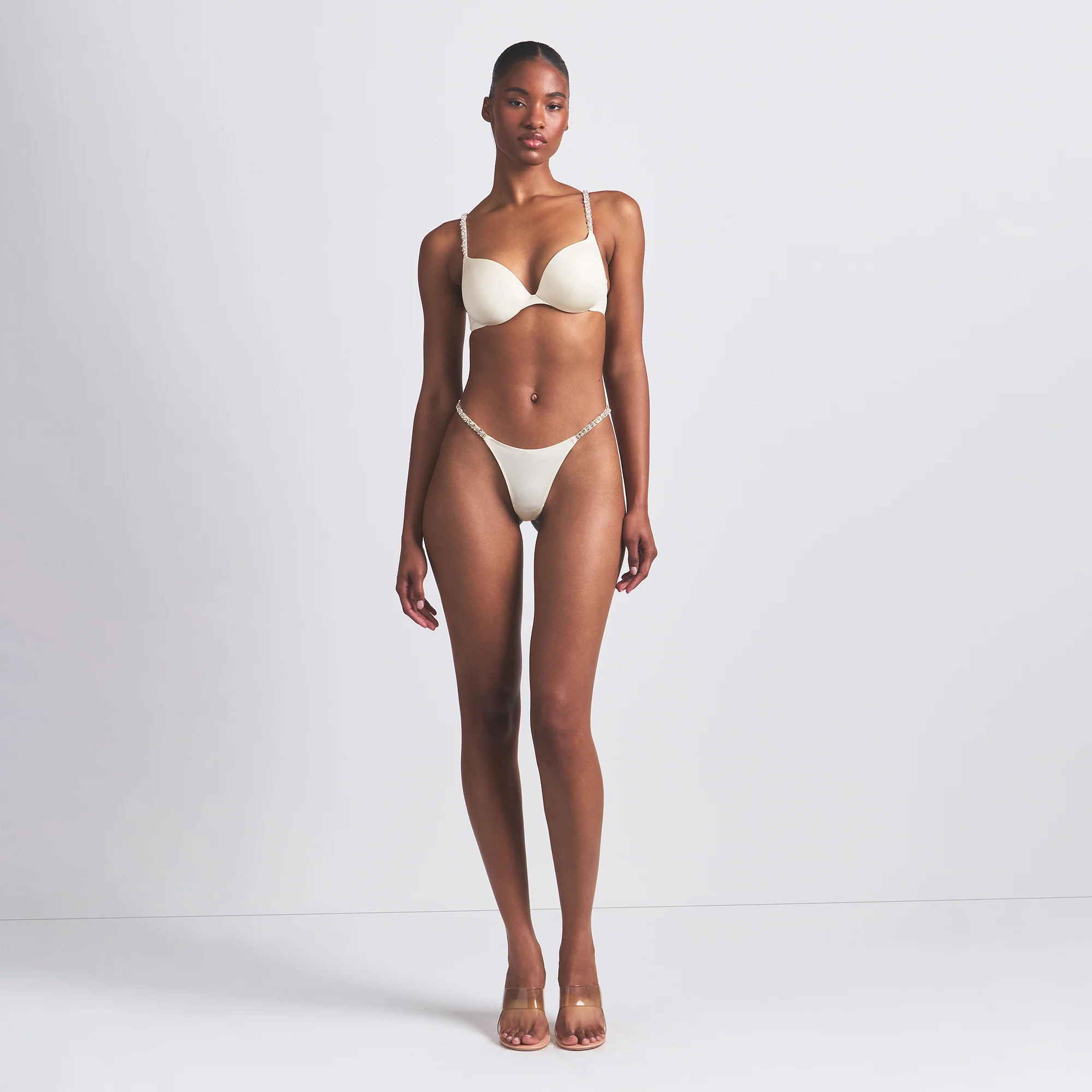 SKIMS ULTIMATE RHINESTONE TEARDROP PUSH-UP BRA | ECRU - Image 4
