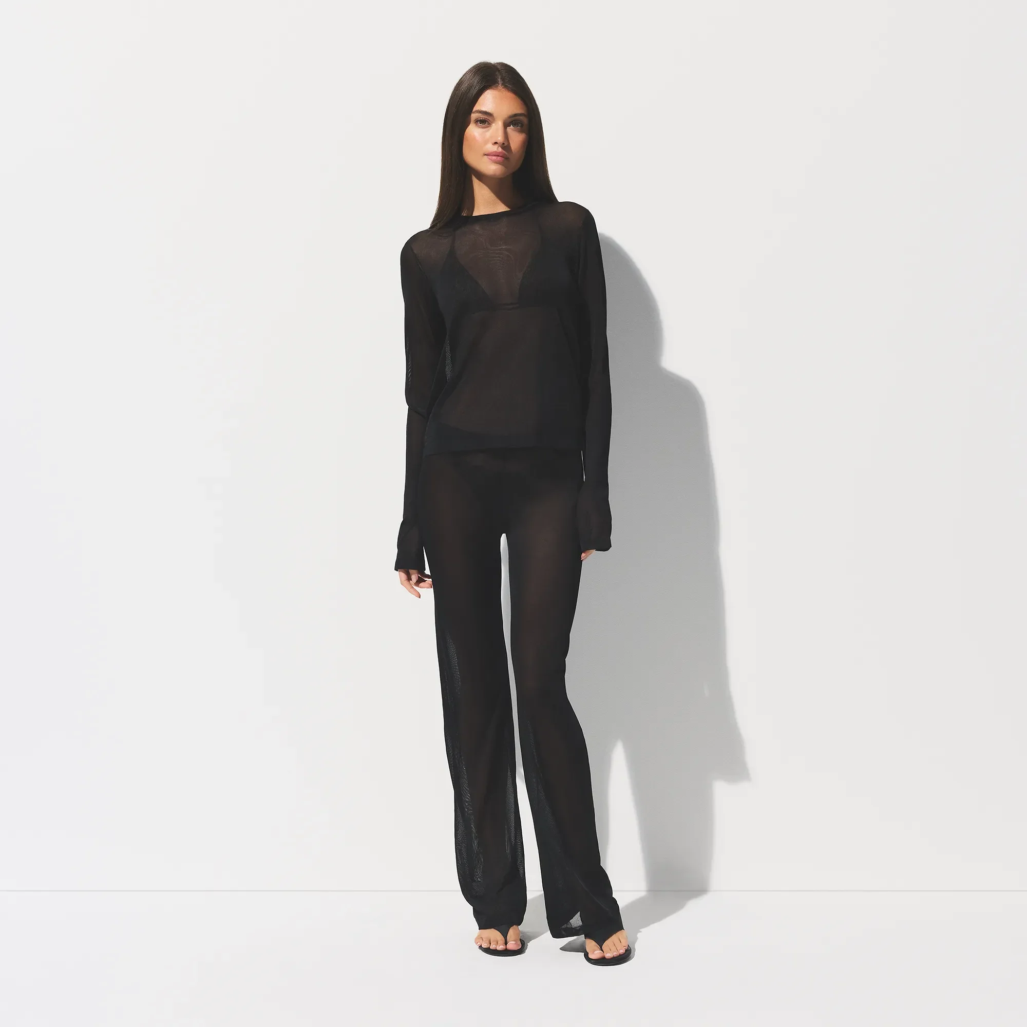 SLINKY KNIT CREW NECK LONG SLEEVE TOP | OBSIDIAN - Image 5