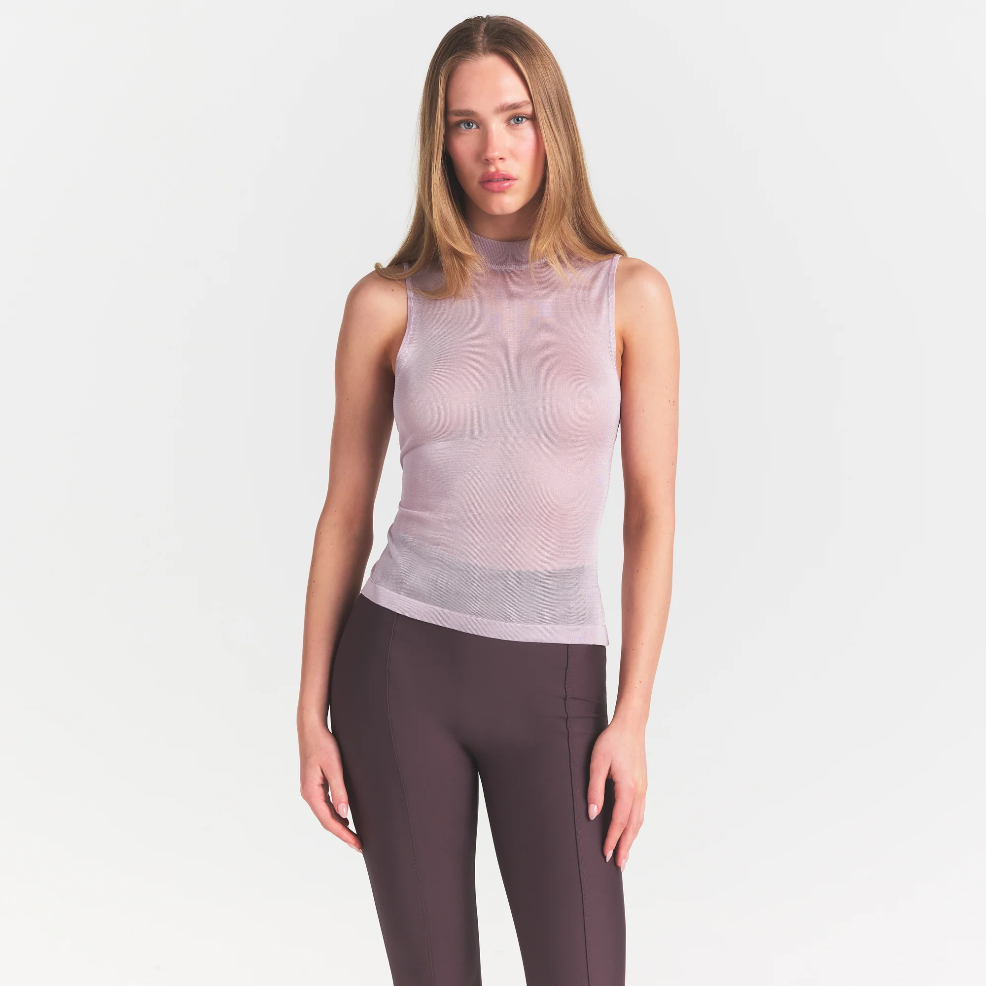 SLINKY KNIT MOCK NECK TANK | IRIS MICA - Image 3
