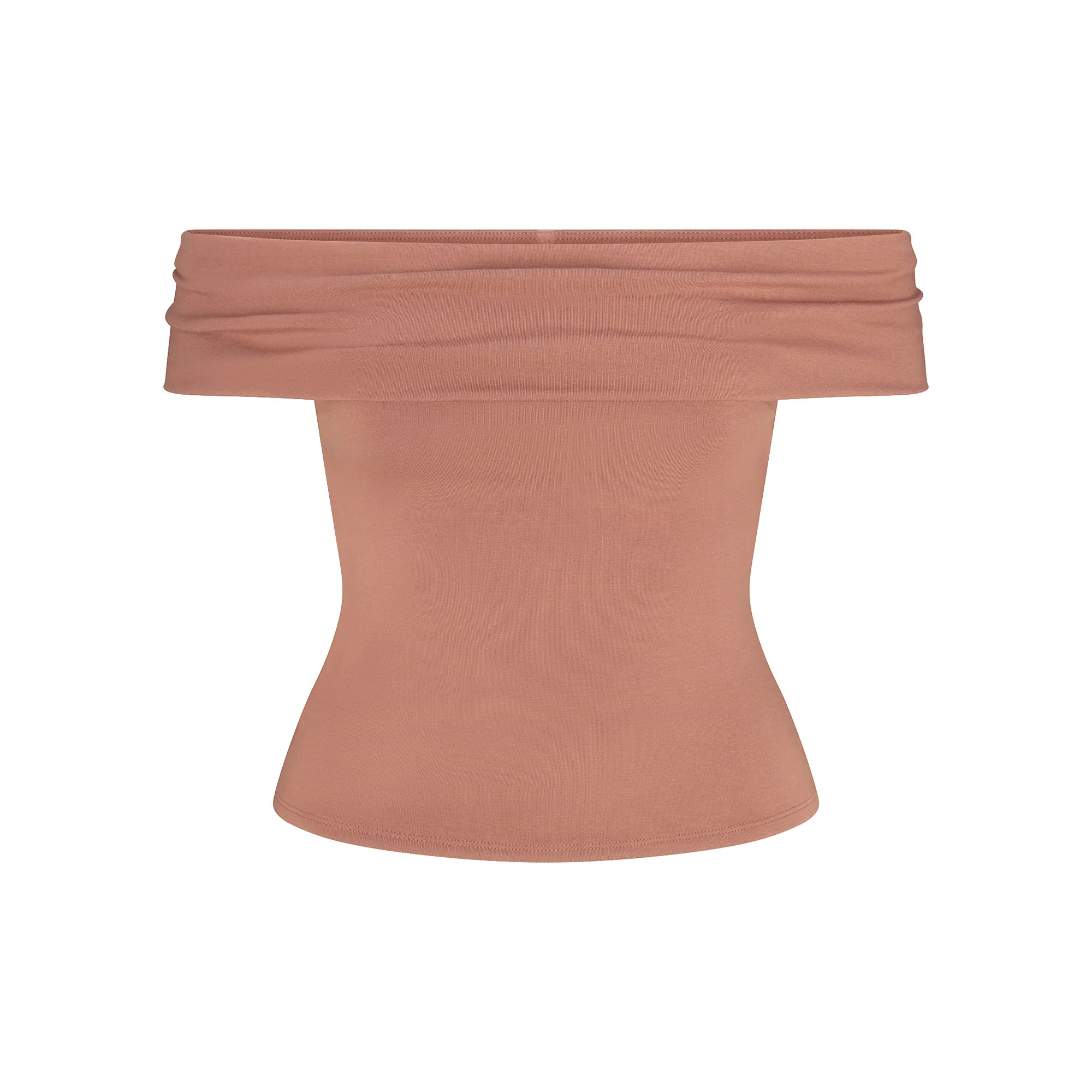 SMOOTH LAYERS ASYMMETRICAL OFF THE SHOULDER TOP | NUTMEG