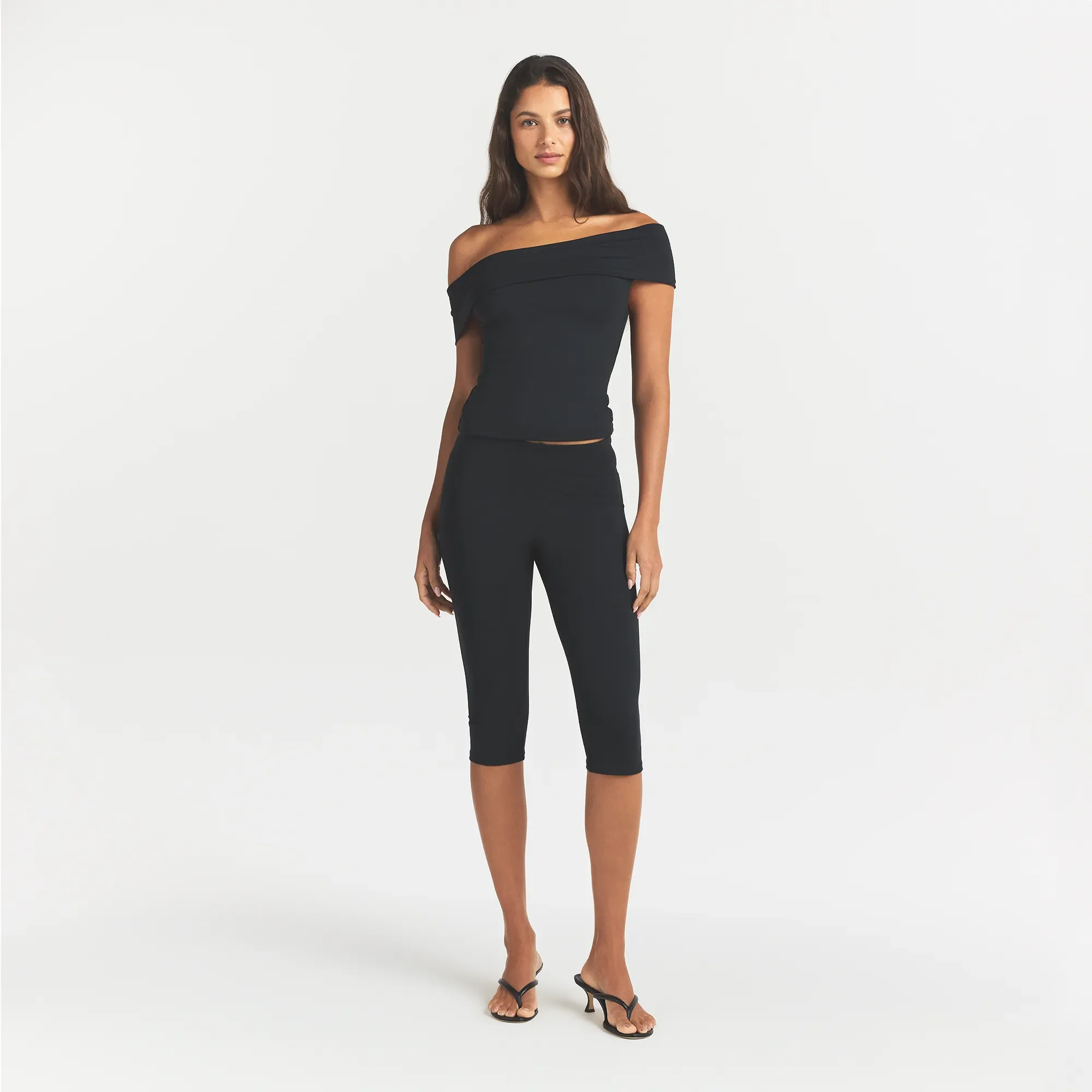SMOOTH LAYERS ASYMMETRICAL OFF THE SHOULDER TOP | OBSIDIAN - Image 2