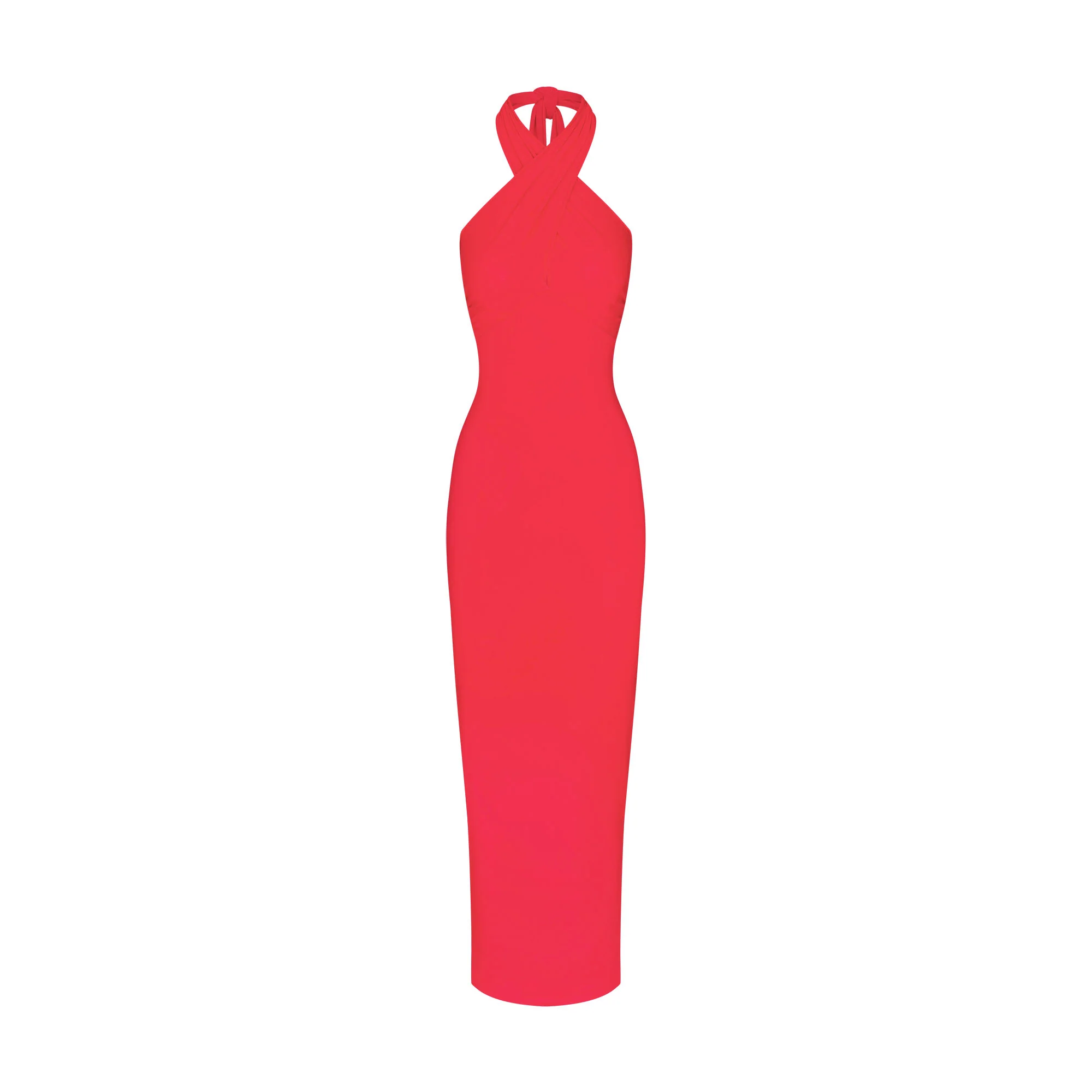 SMOOTH LAYERS CONVERTIBLE LONG DRESS | CARMINE