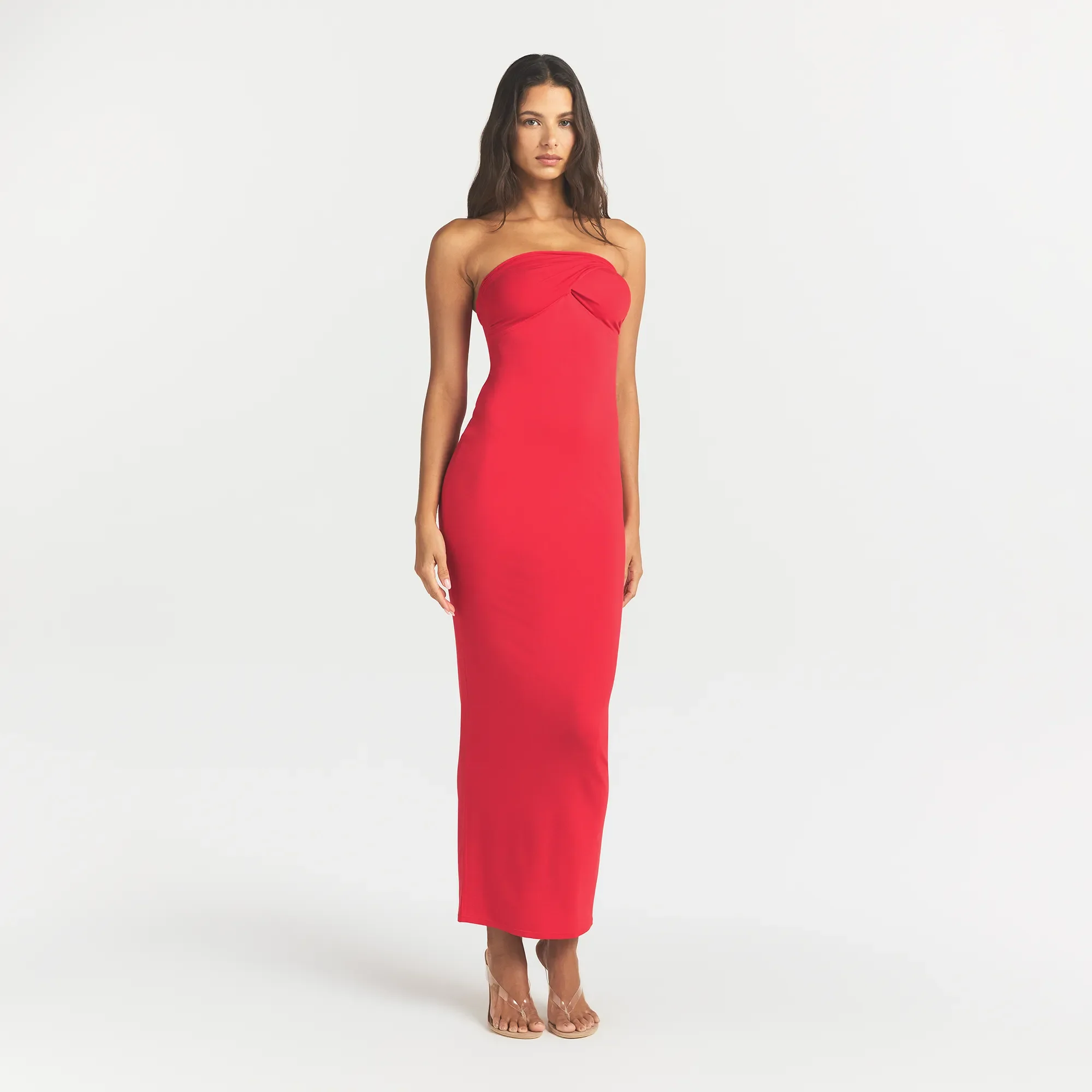 SMOOTH LAYERS CONVERTIBLE LONG DRESS | CARMINE - Image 3