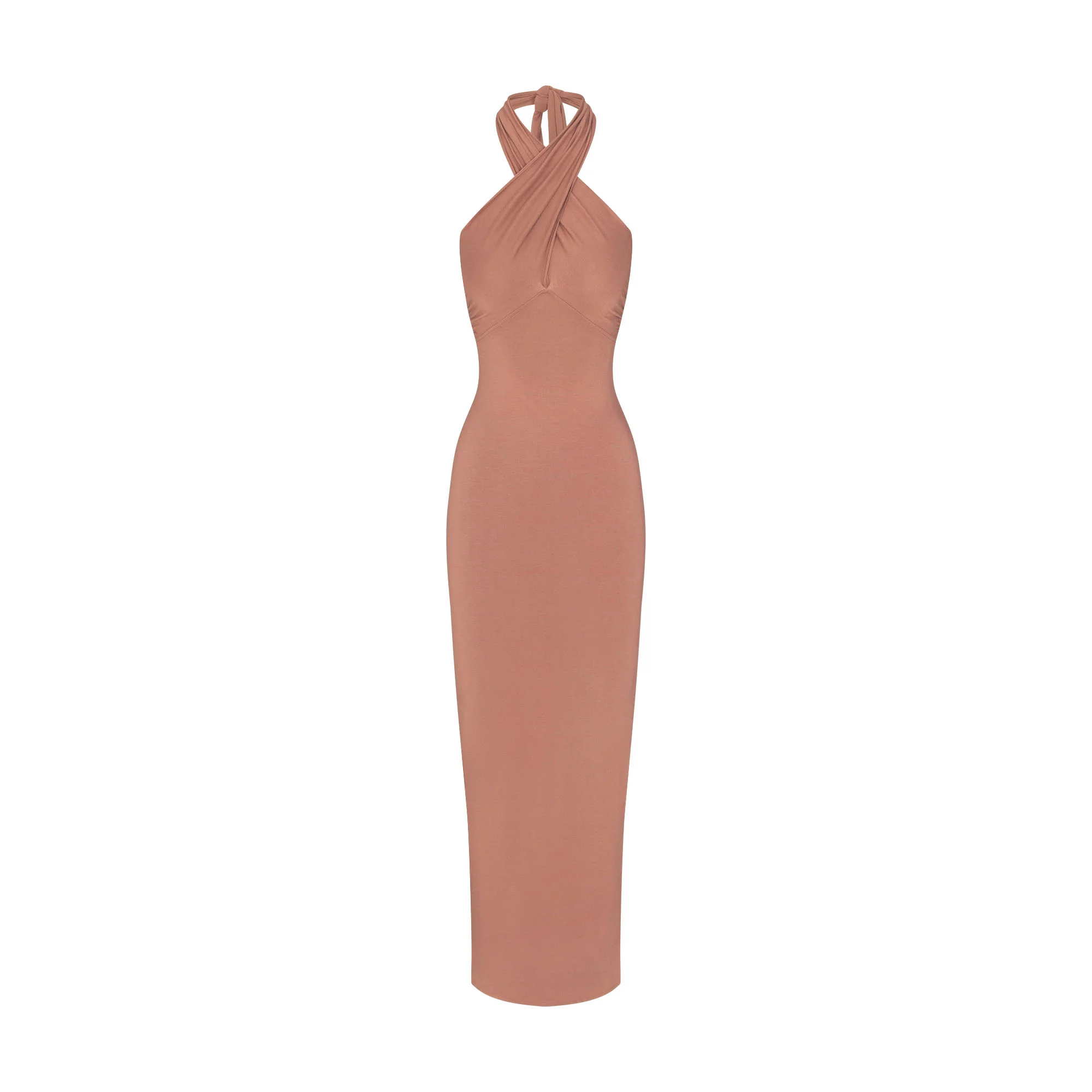 SMOOTH LAYERS CONVERTIBLE LONG DRESS | NUTMEG