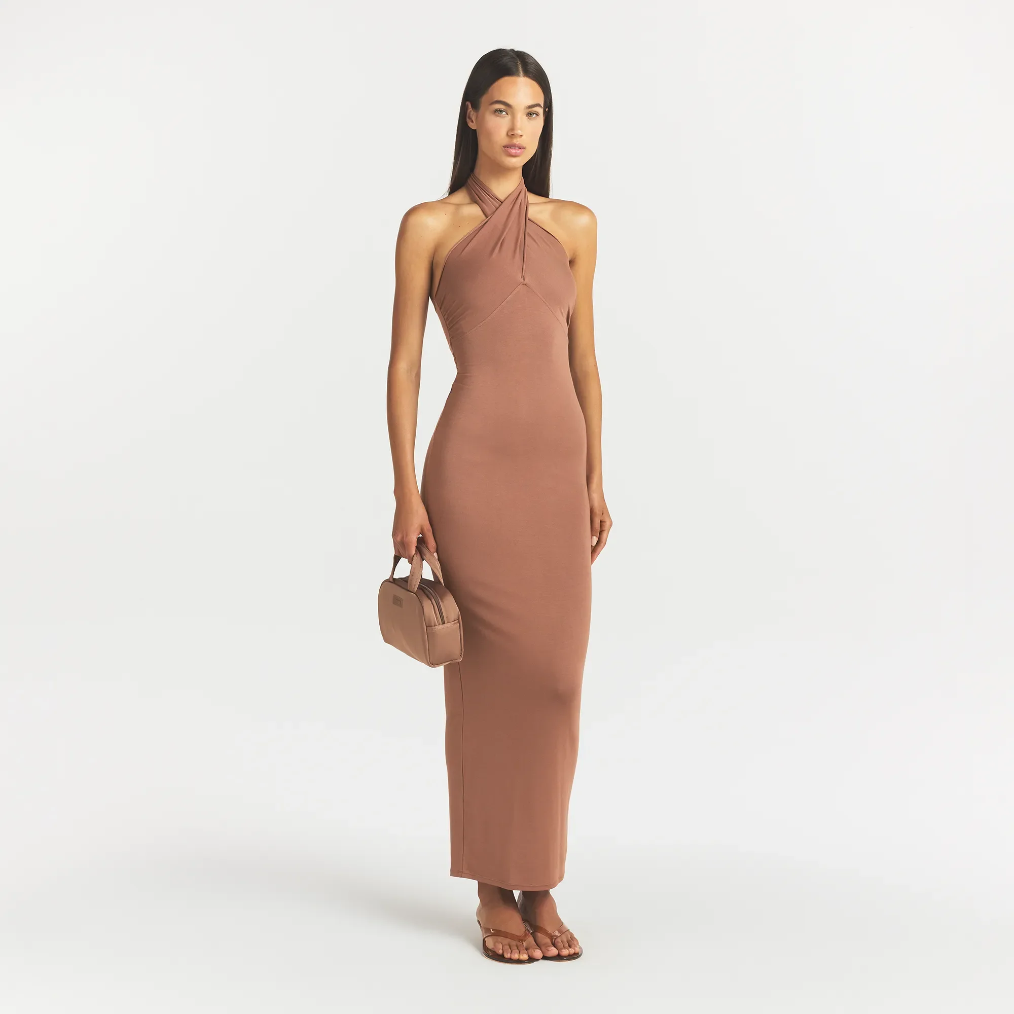 SMOOTH LAYERS CONVERTIBLE LONG DRESS | NUTMEG - Image 3