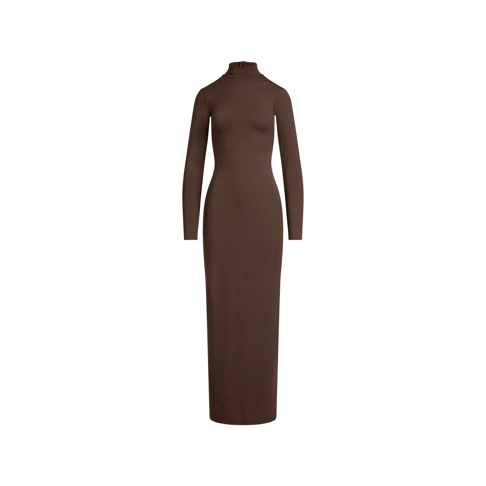 SMOOTH LAYERS TURTLENECK LONG DRESS | ESPRESSO