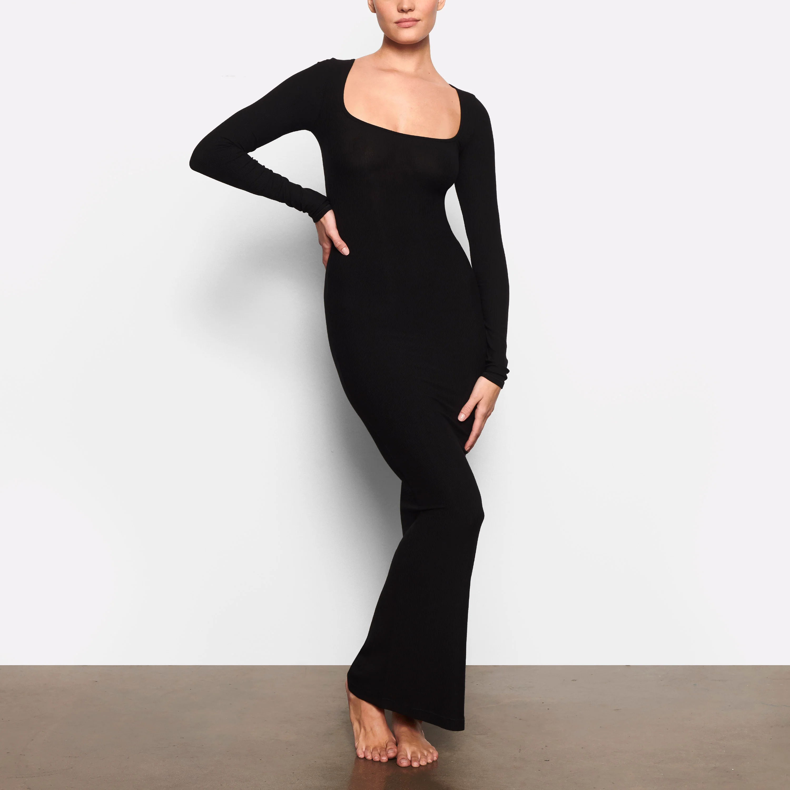 SOFT LOUNGE LONG SLEEVE DRESS | ONYX - Image 2