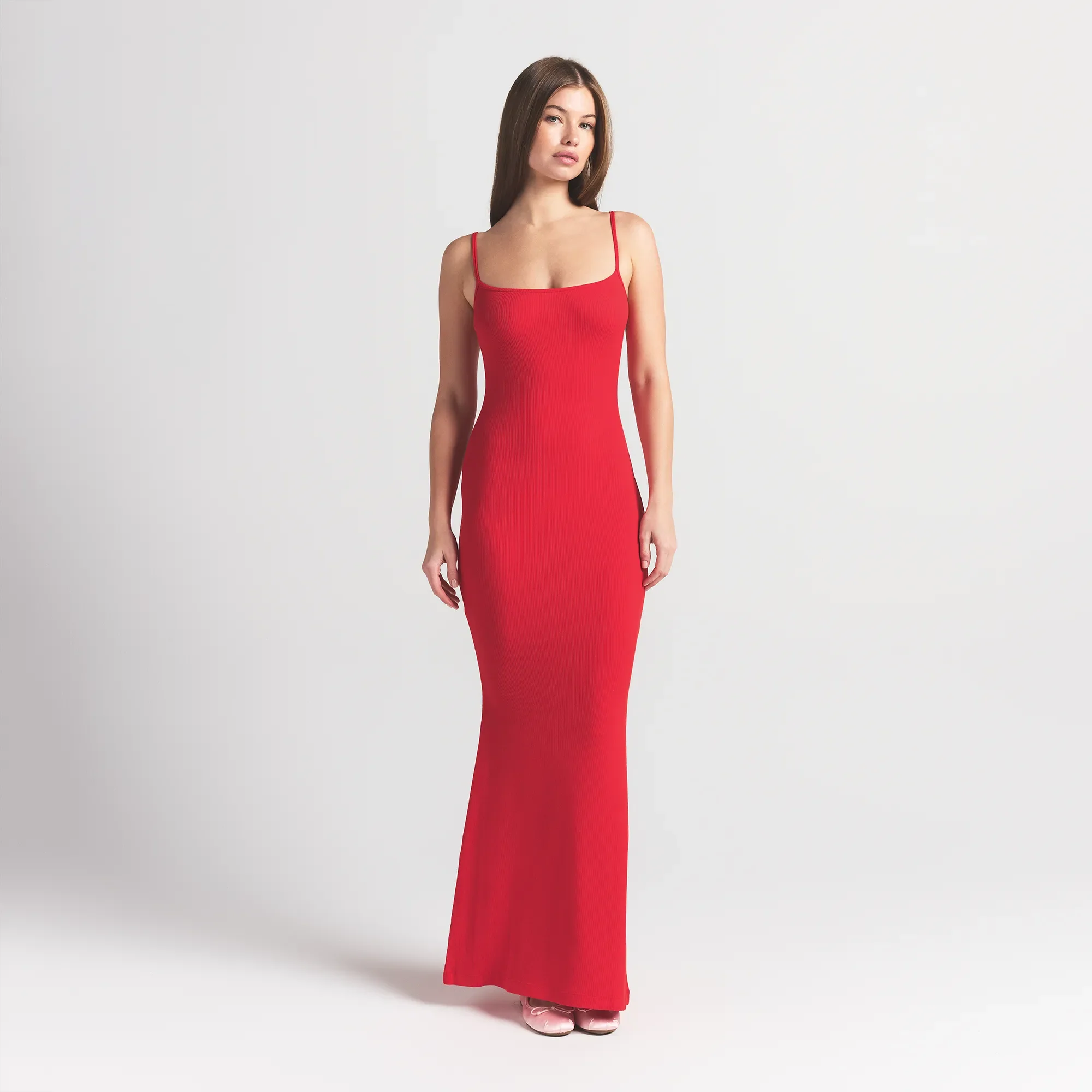 SOFT LOUNGE LONG SLIP DRESS | CHERRY - Image 2