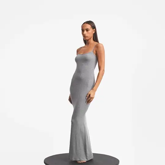 SOFT LOUNGE PETITE LONG SLIP DRESS | ONYX - Image 5