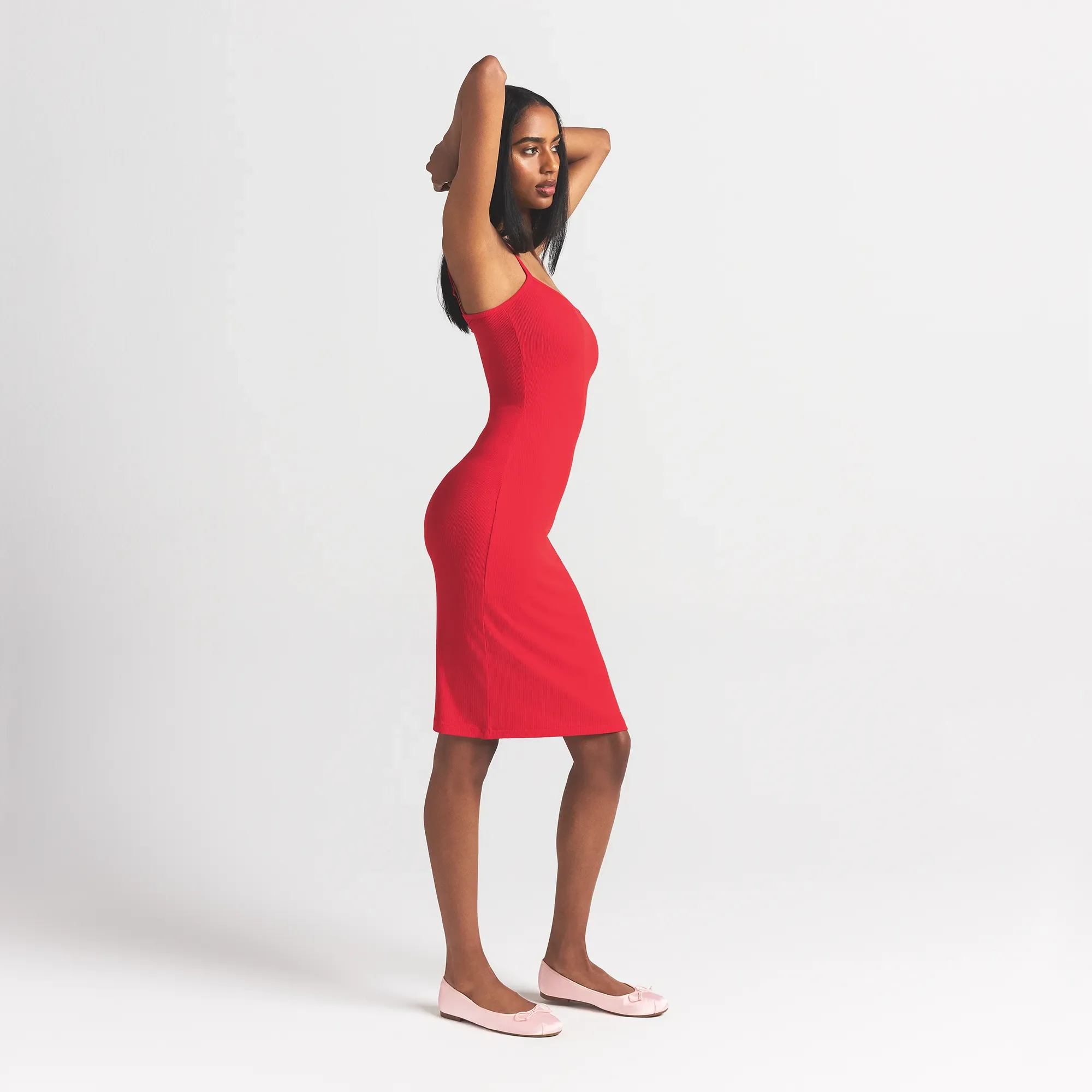 SOFT LOUNGE MIDI SLIP DRESS | CHERRY - Image 3