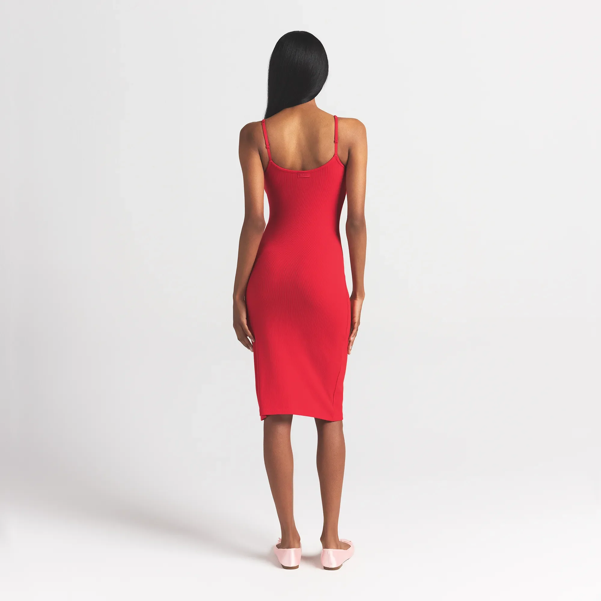 SOFT LOUNGE MIDI SLIP DRESS | CHERRY - Image 5