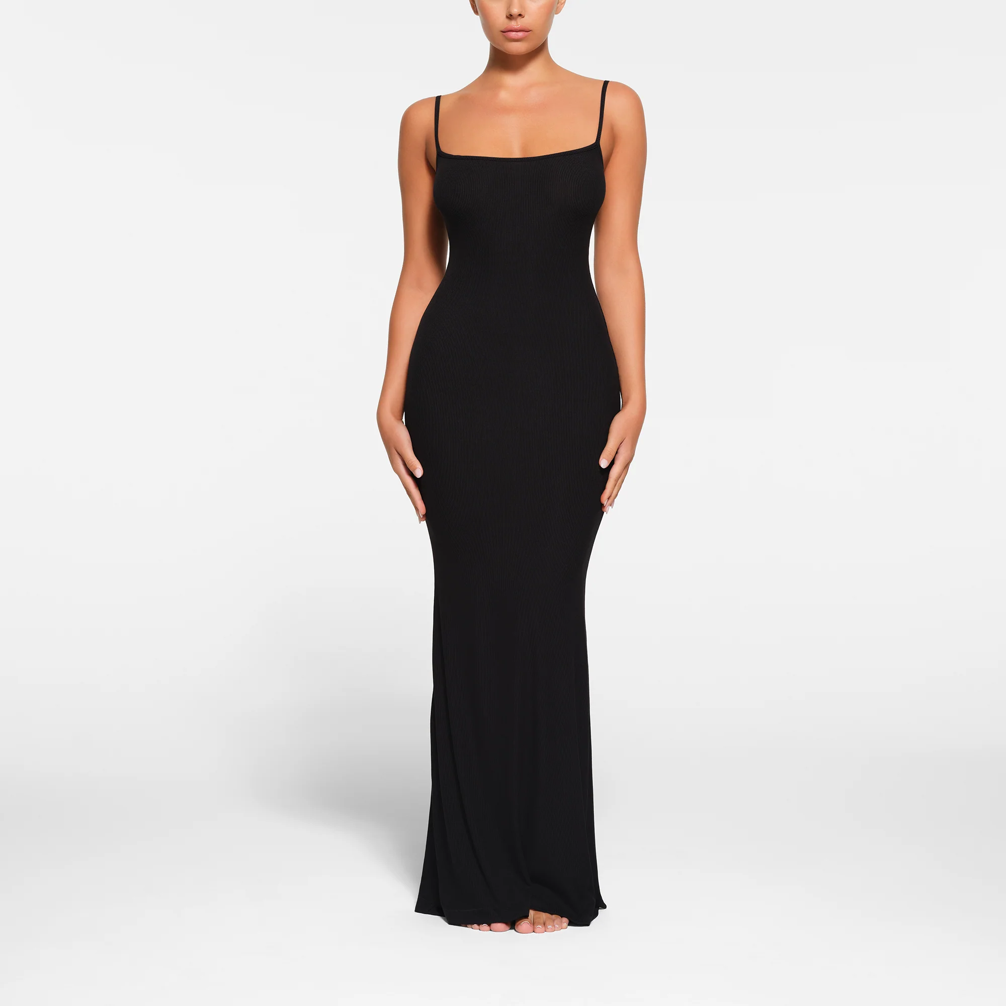 SOFT LOUNGE PETITE LONG SLIP DRESS | ONYX - Image 2