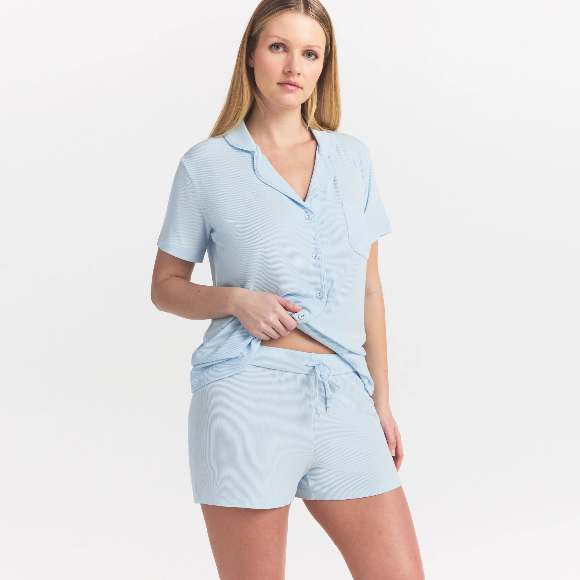 SOFT LOUNGE SHORT SLEEP SET | BABY BLUE - Image 4
