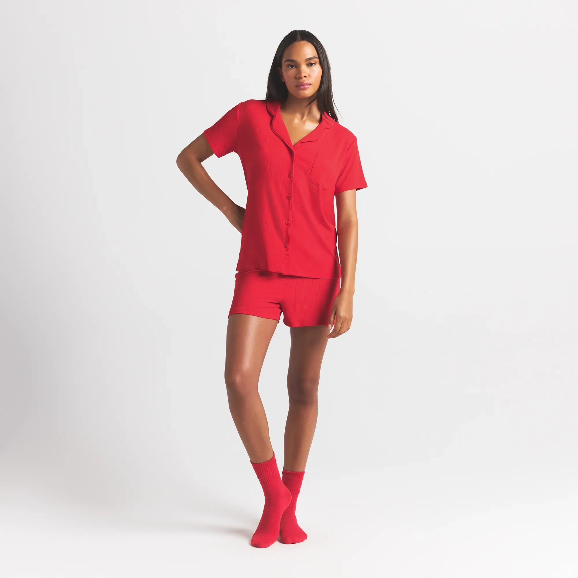 SOFT LOUNGE SHORT SLEEP SET | CHERRY - Image 2