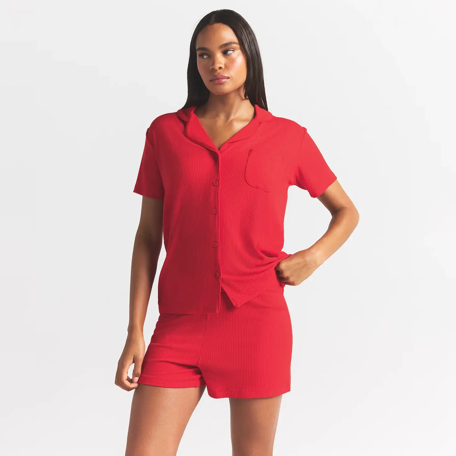 SOFT LOUNGE SHORT SLEEP SET | CHERRY - Image 3