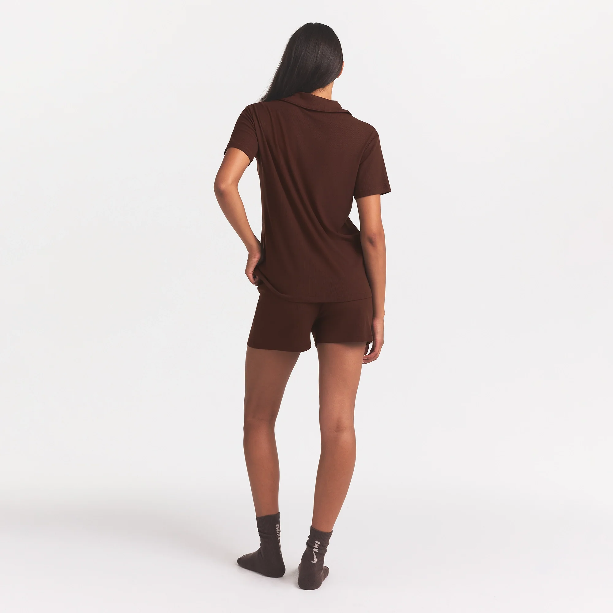 SOFT LOUNGE SHORT SLEEP SET | COCOA - Image 5
