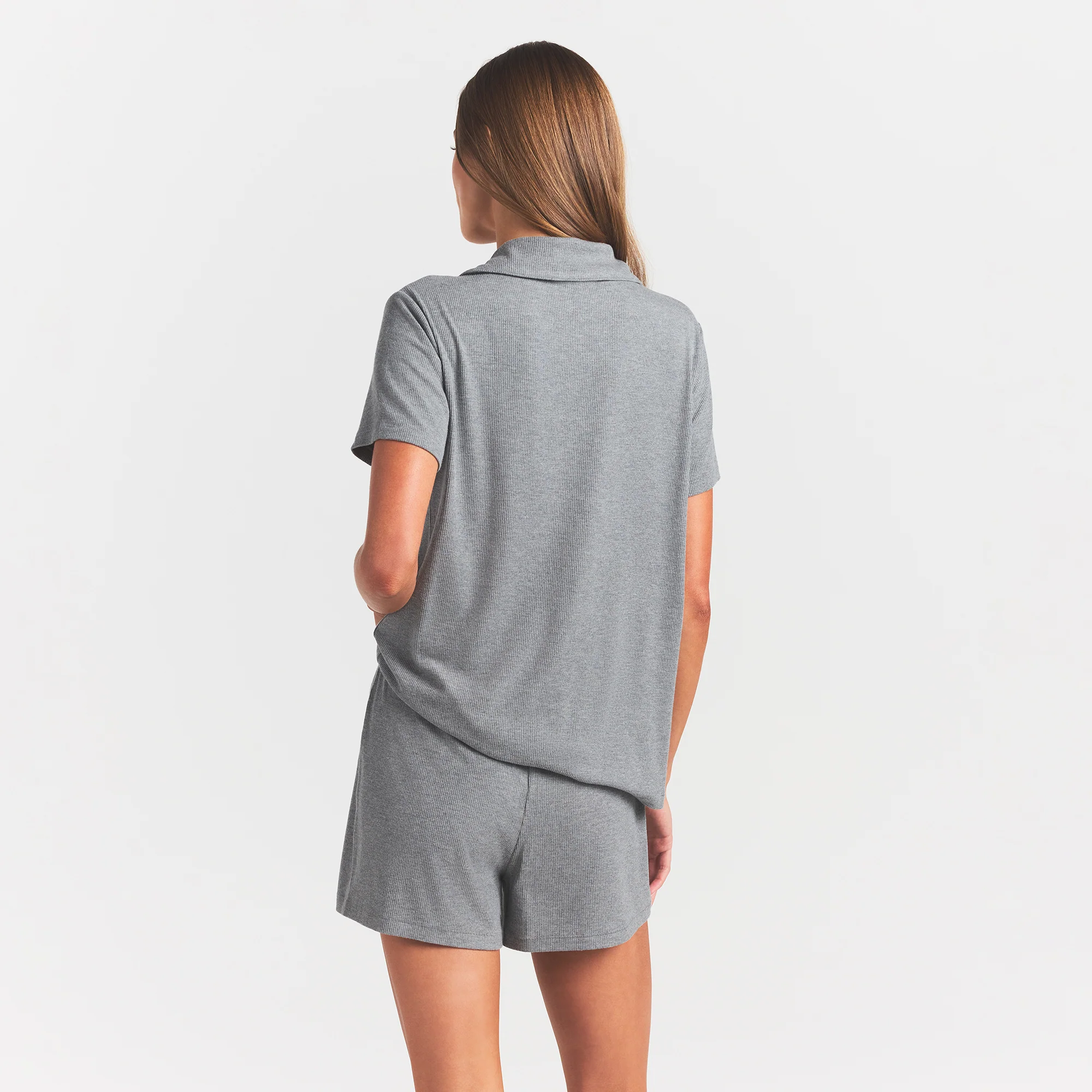 SOFT LOUNGE SHORT SLEEP SET | HEATHER GREY - Image 4