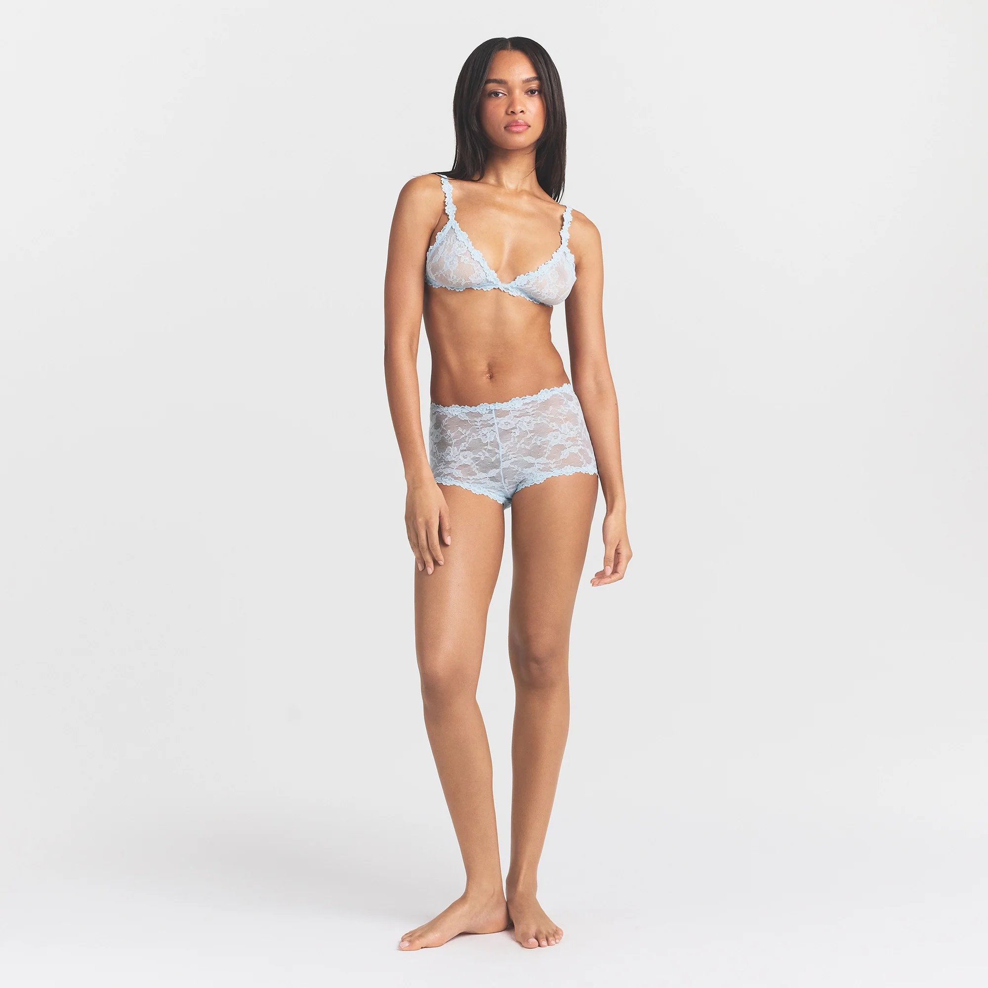 STRETCH LACE BOY SHORT | POWDER BLUE