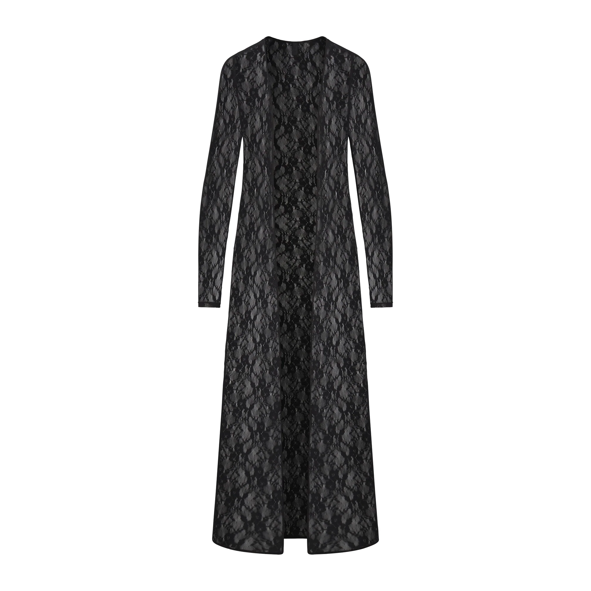 STRETCH LACE LONG ROBE | SOOT