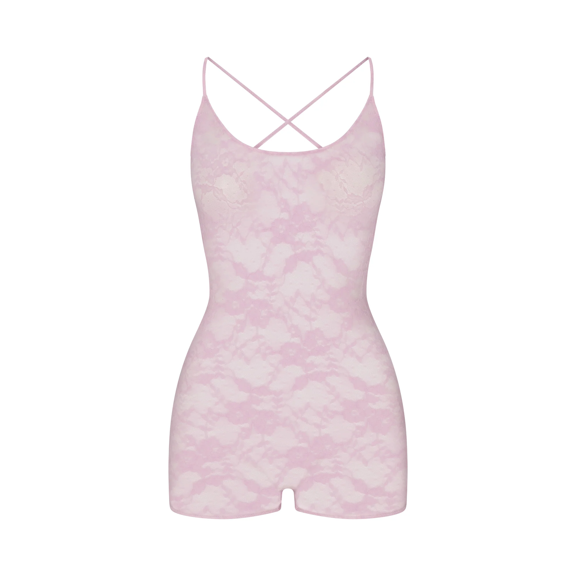 STRETCH LACE LOW BACK ONESIE | BABY PINK