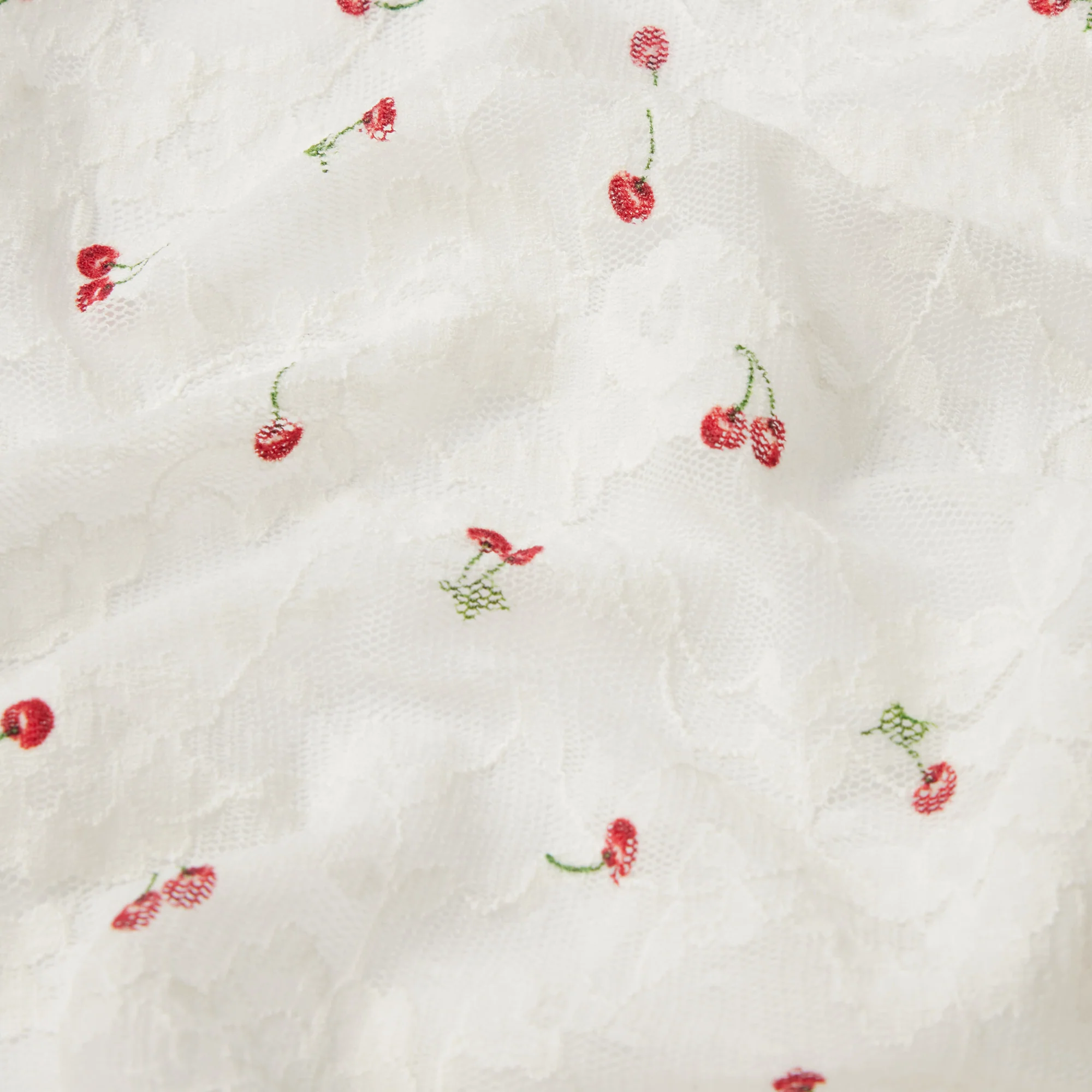 STRETCH LACE SCOOP NECK BODYSUIT | IVORY CHERRY PRINT - Image 6