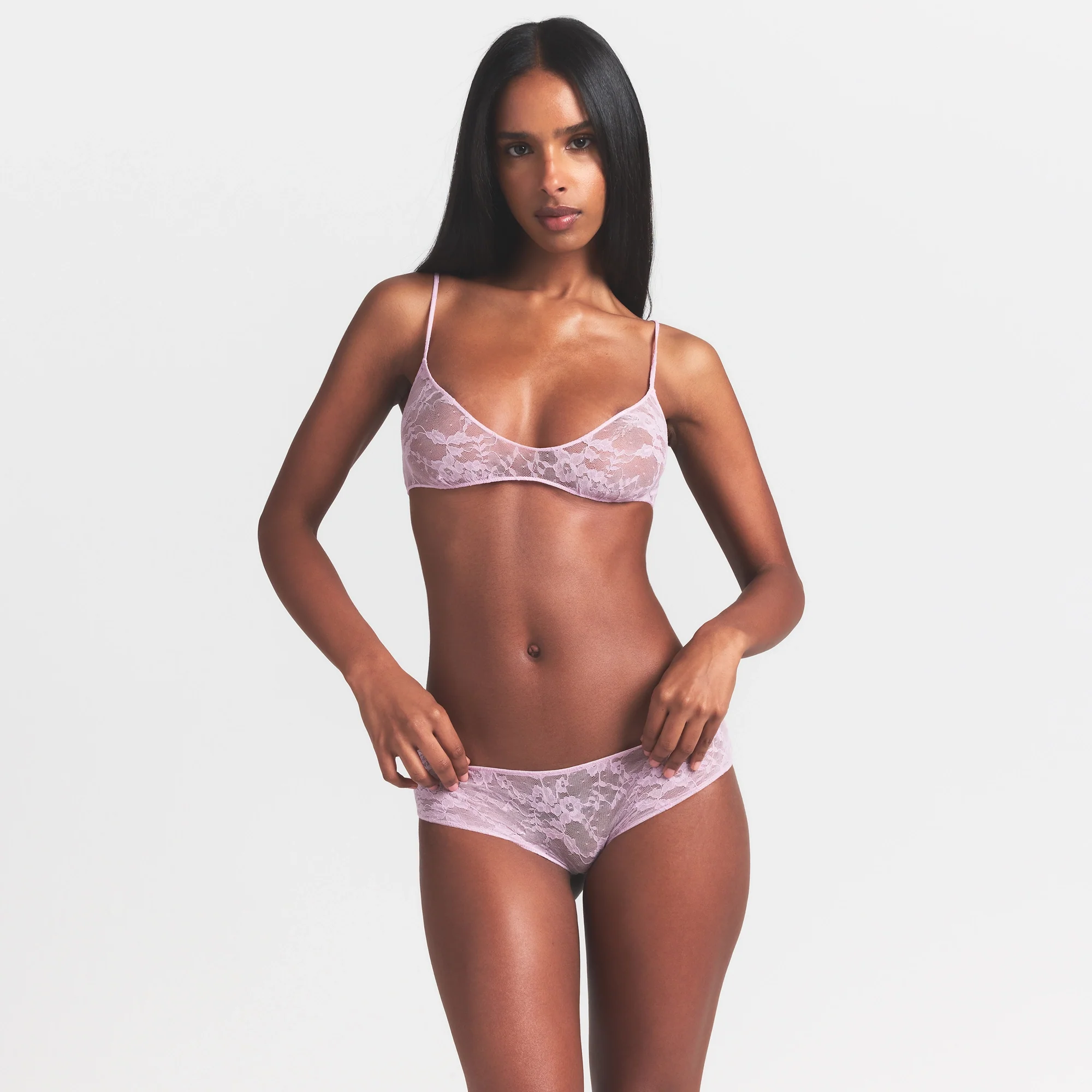 STRETCH LACE SKIMPY SCOOP BRALETTE | BABY PINK - Image 4
