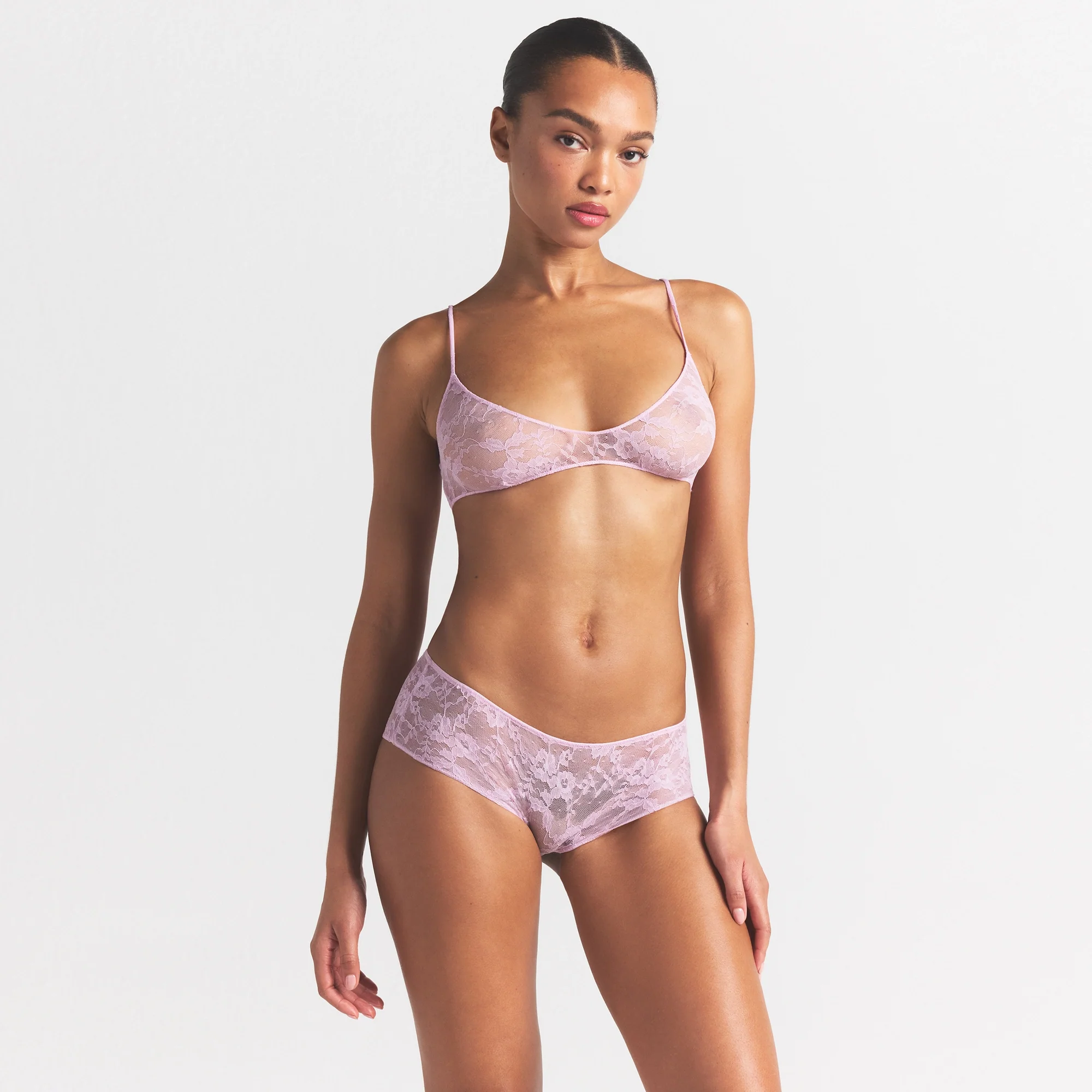 STRETCH LACE SKIMPY SCOOP BRALETTE | BABY PINK - Image 8