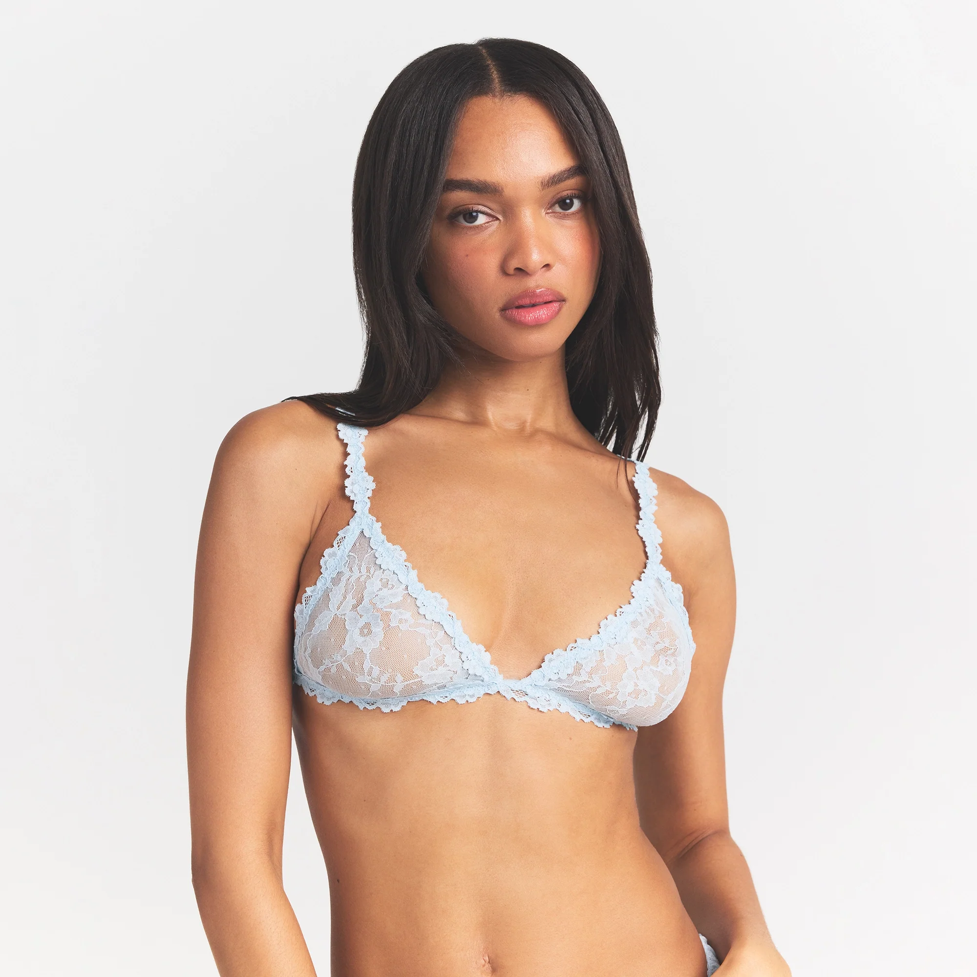 STRETCH LACE TRIANGLE BRALETTE | POWDER BLUE - Image 4