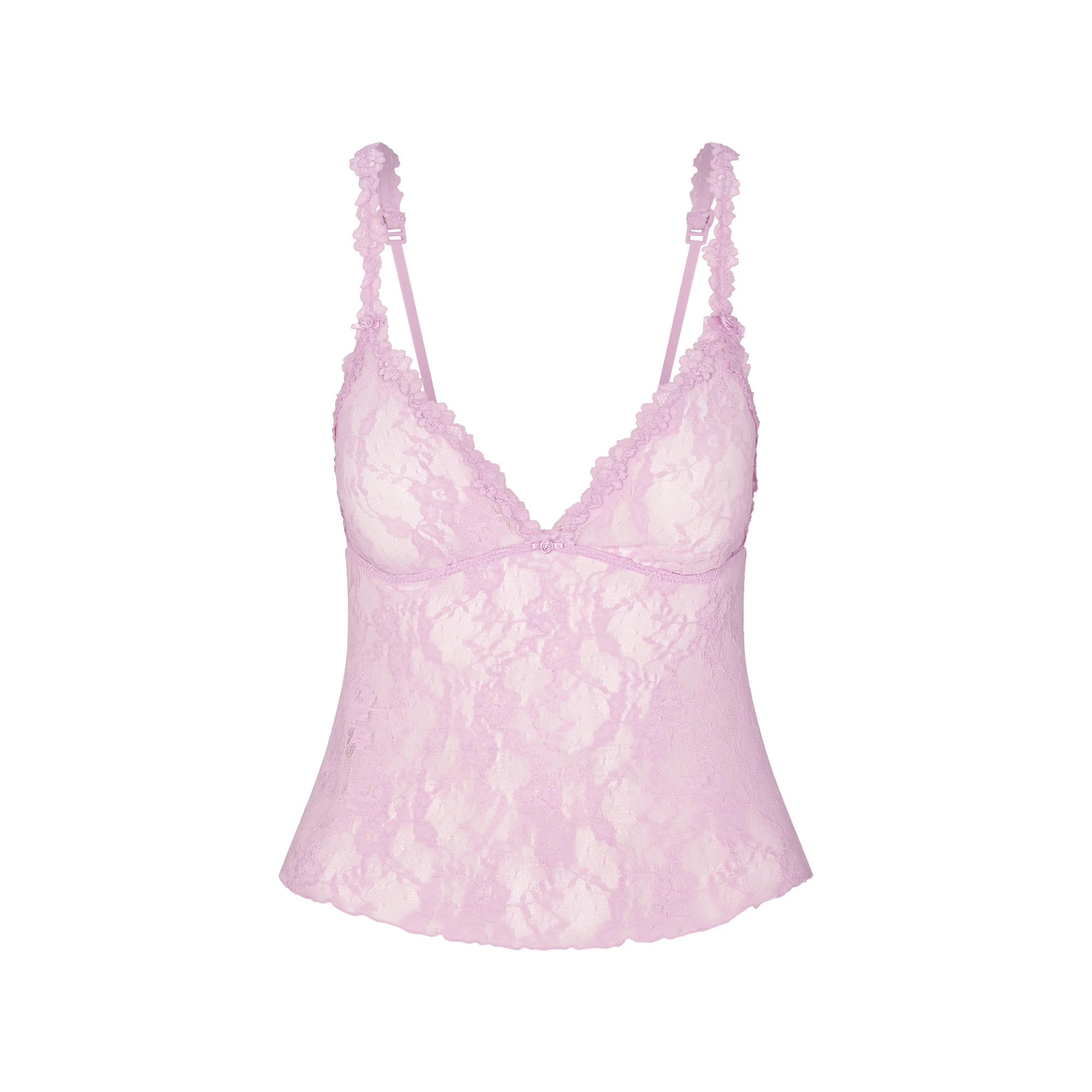 STRETCH LACE TRIANGLE CAMI AND SHORT SET | BABY PINK - Image 9