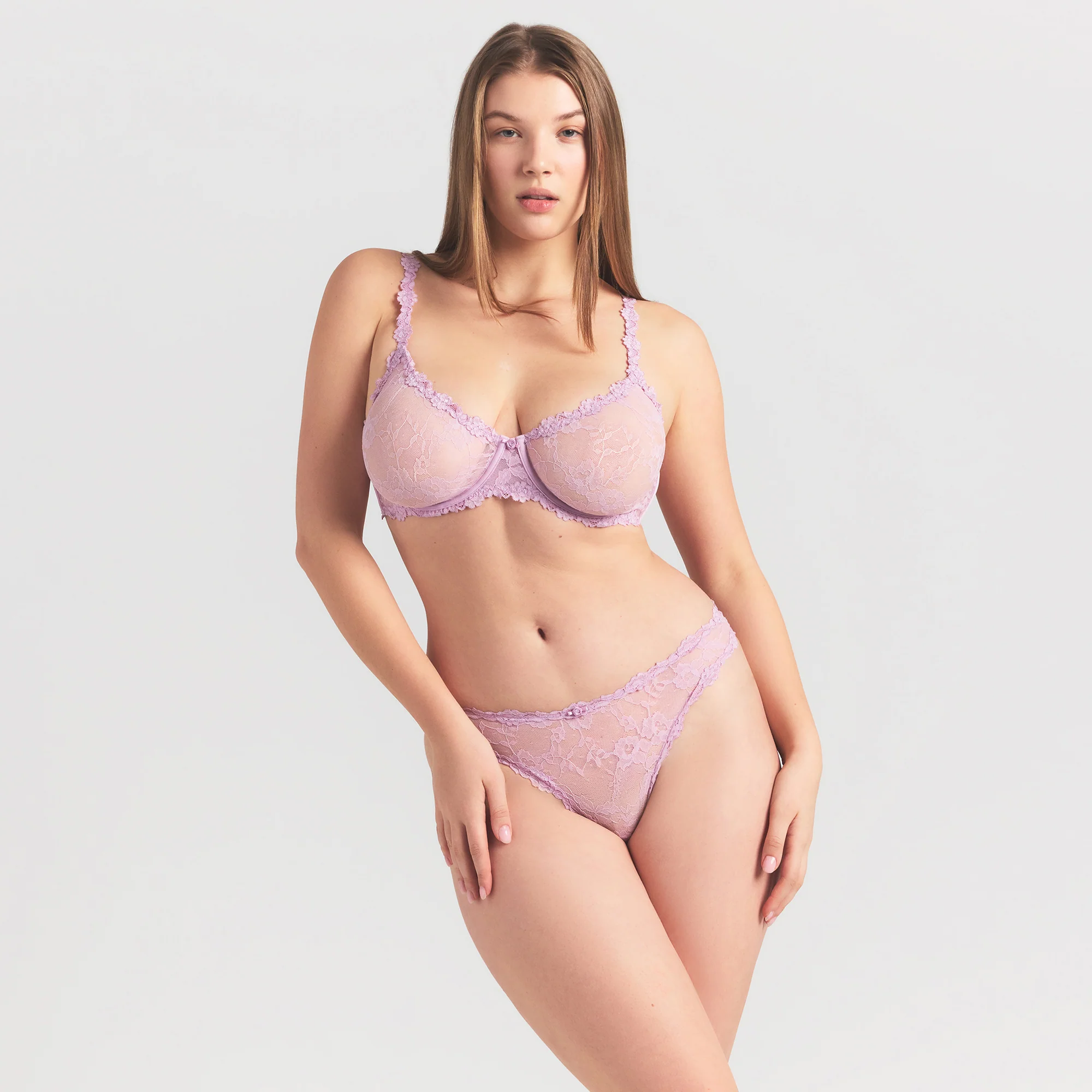 STRETCH LACE UNLINED DEMI BRA | BABY PINK - Image 3