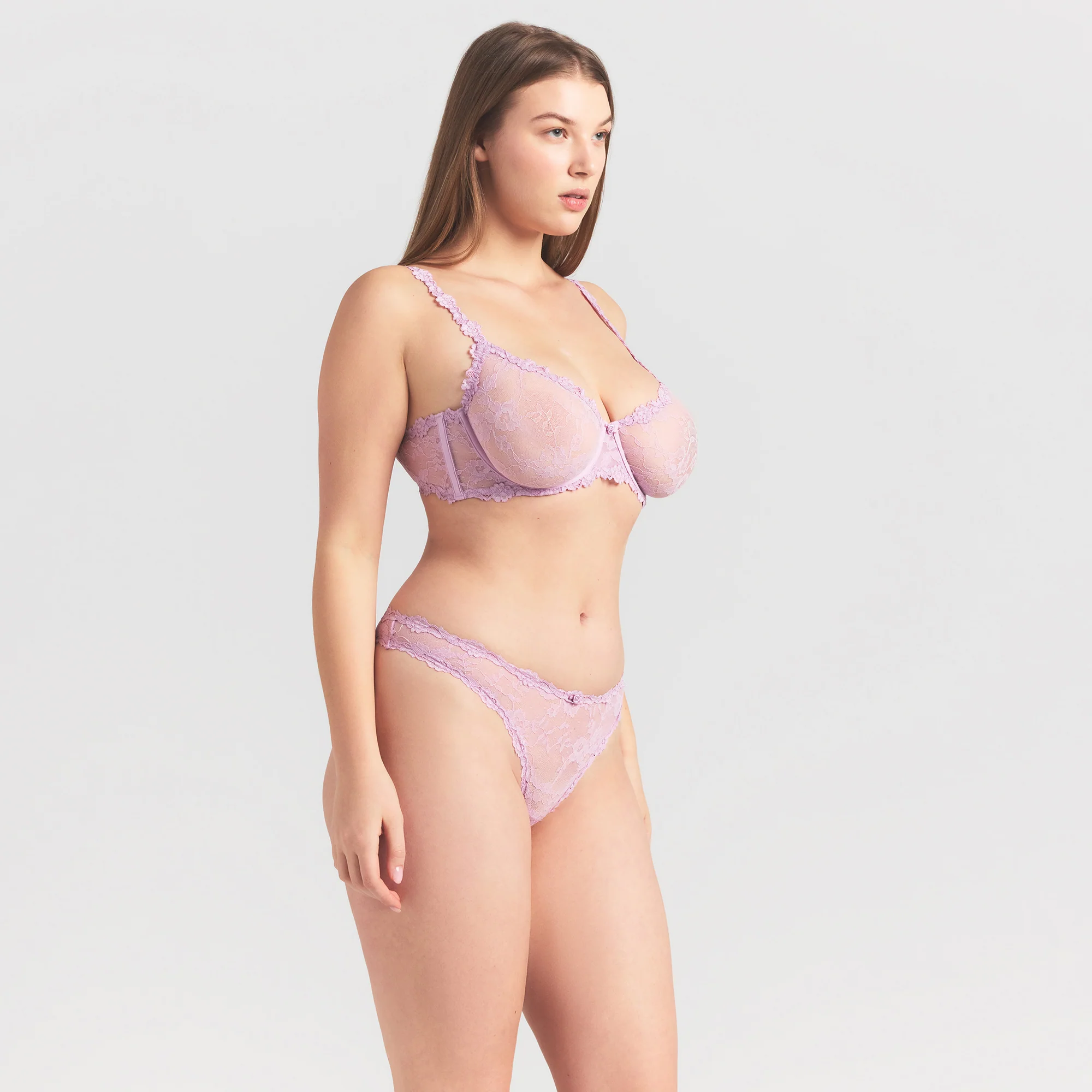 STRETCH LACE UNLINED DEMI BRA | BABY PINK - Image 4