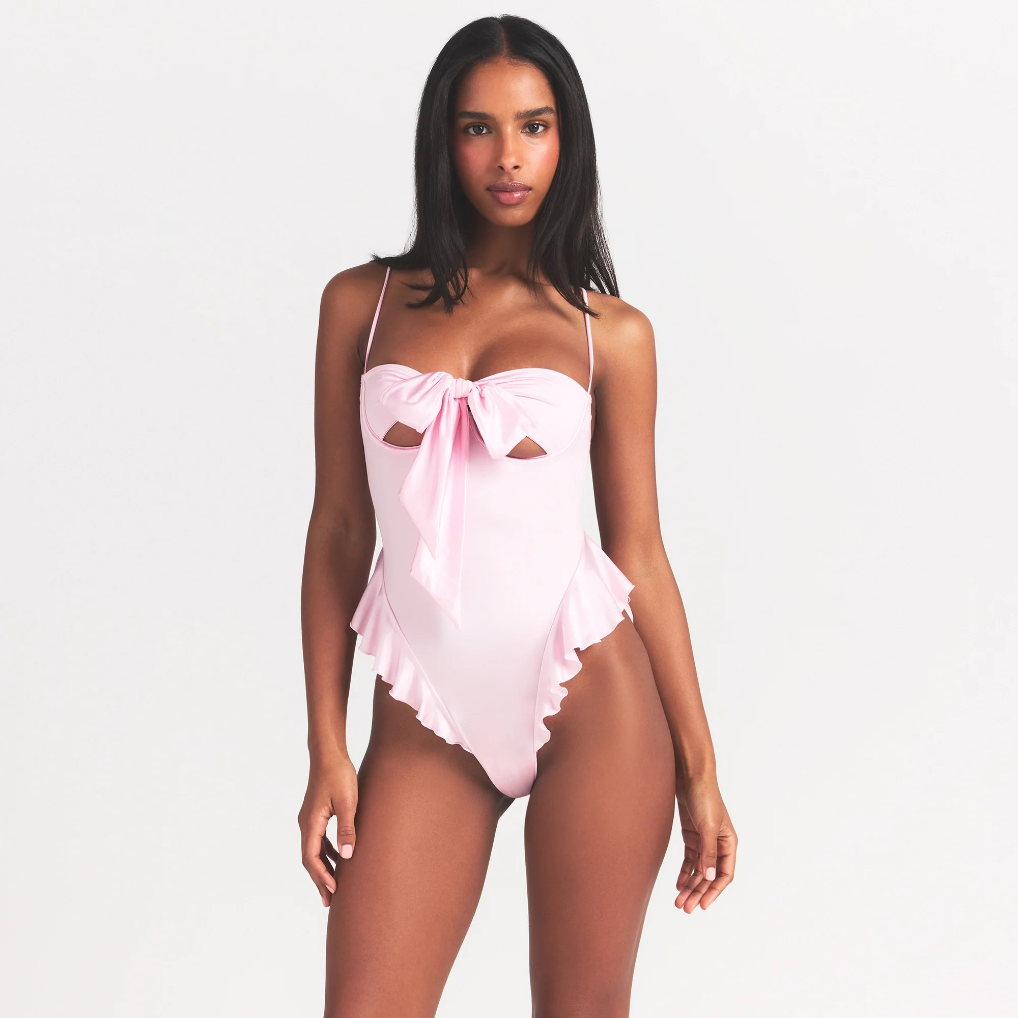 STRETCH SATIN TIE FRONT TEDDY | HALITE - Image 3