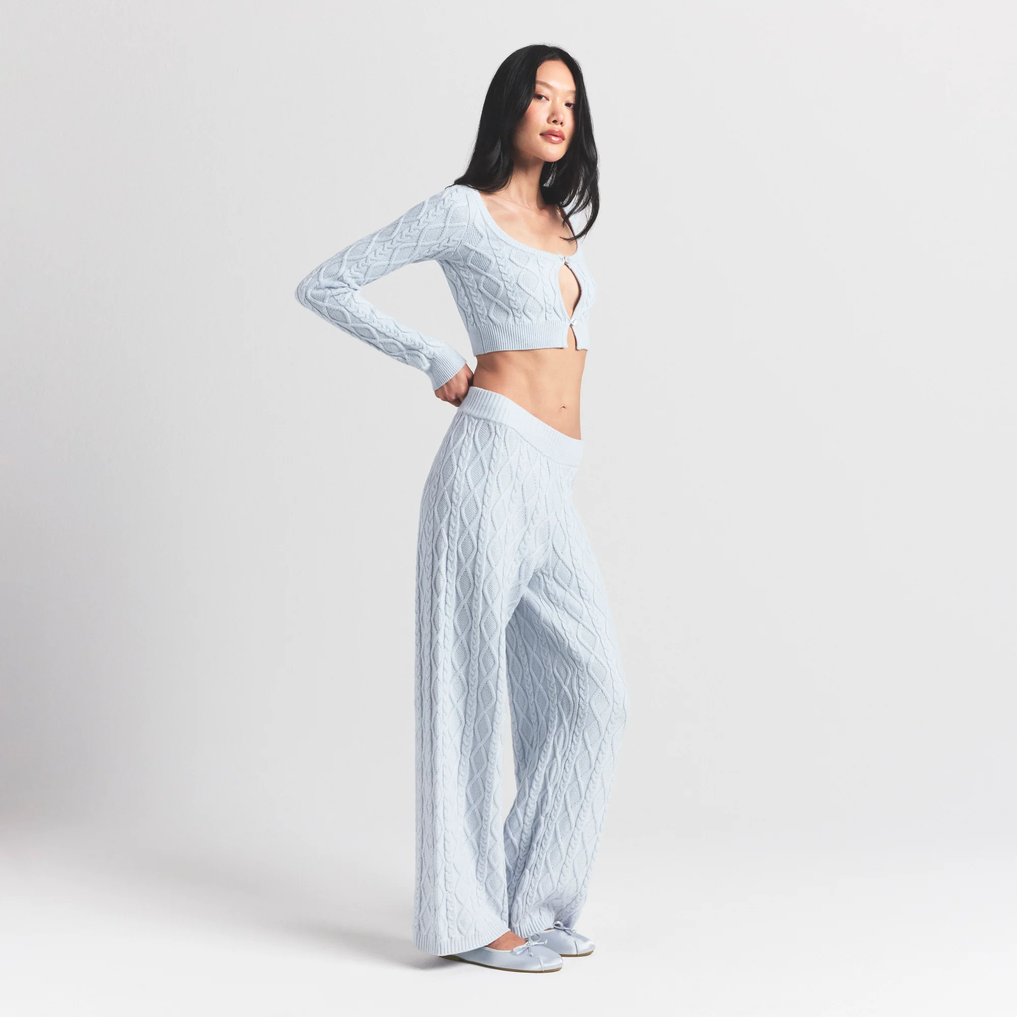 SWEATER KNITS CABLE KNIT STRAIGHT LEG PANT | ZEN BLUE - Image 4