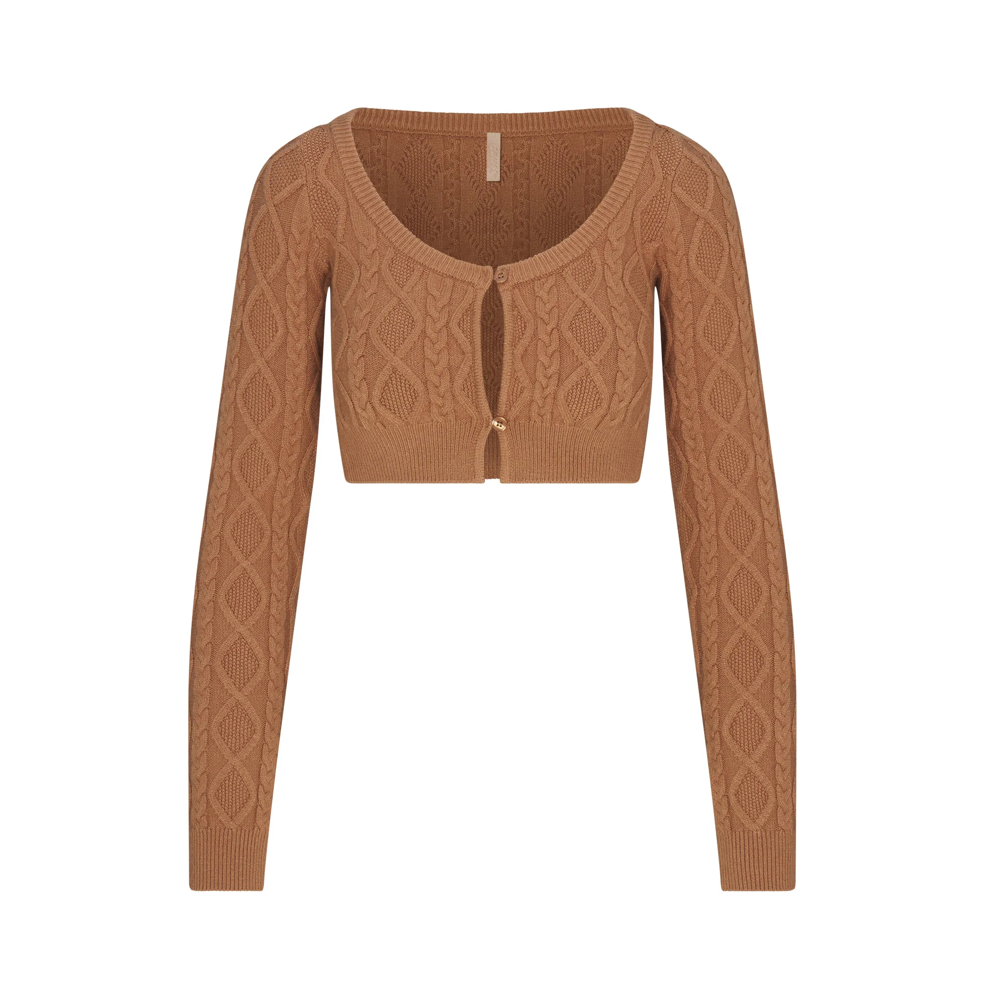 SWEATER KNITS CABLEKNIT CROPPED CARDIGAN | DARK HONEY