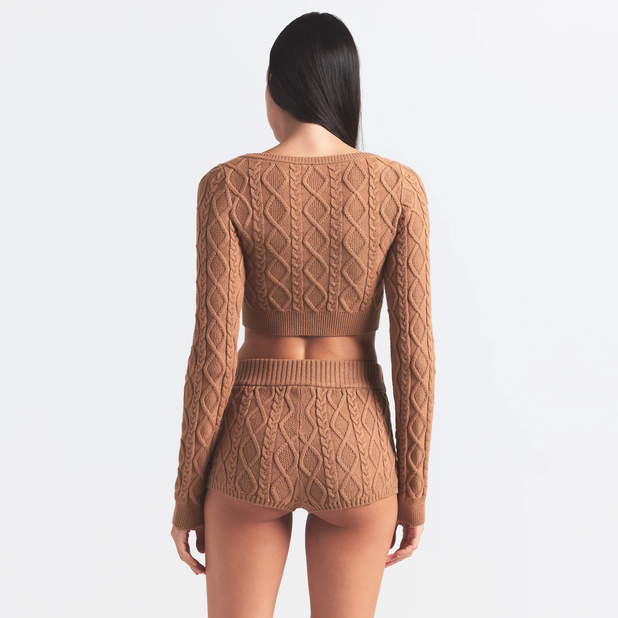 SWEATER KNITS CABLEKNIT CROPPED CARDIGAN | DARK HONEY - Image 5