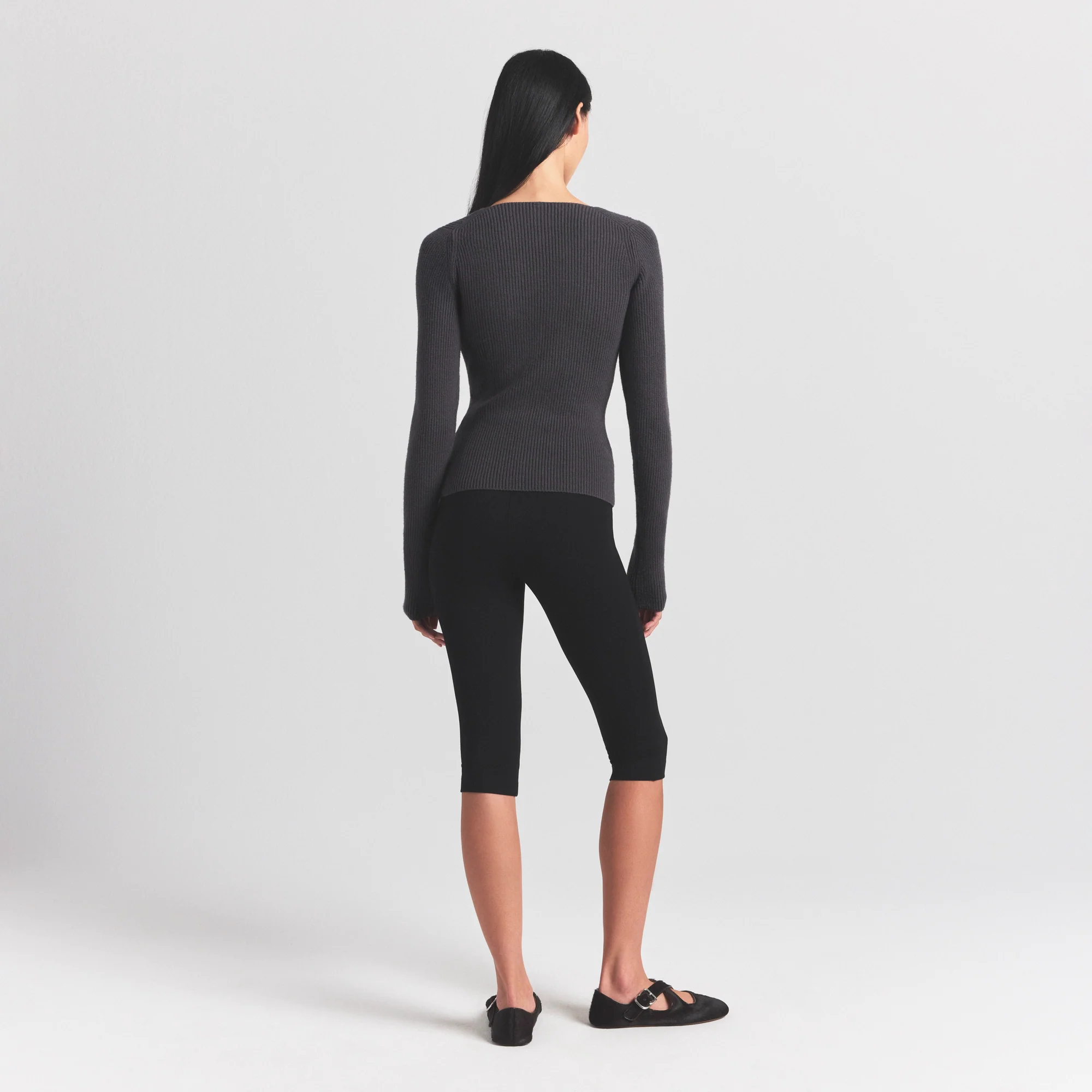 SWEATER KNITS RIBBED LONG SLEEVE TOP | ASH - Image 4