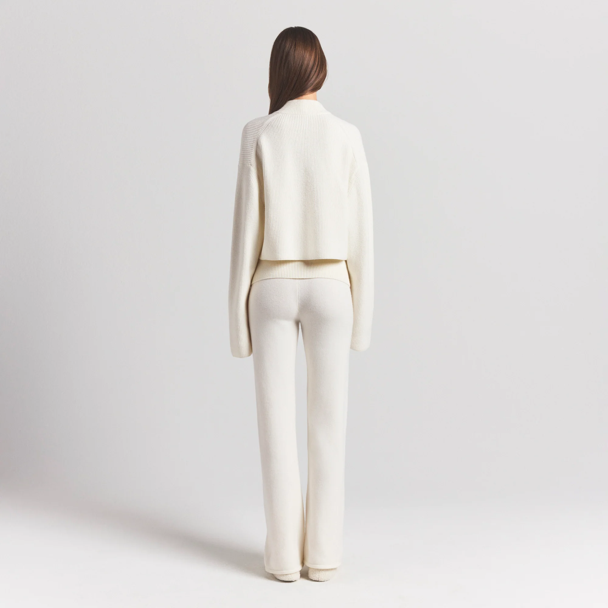 SWEATER KNITS RIBBED MOCK NECK ZIP UP | IVORY - Image 4