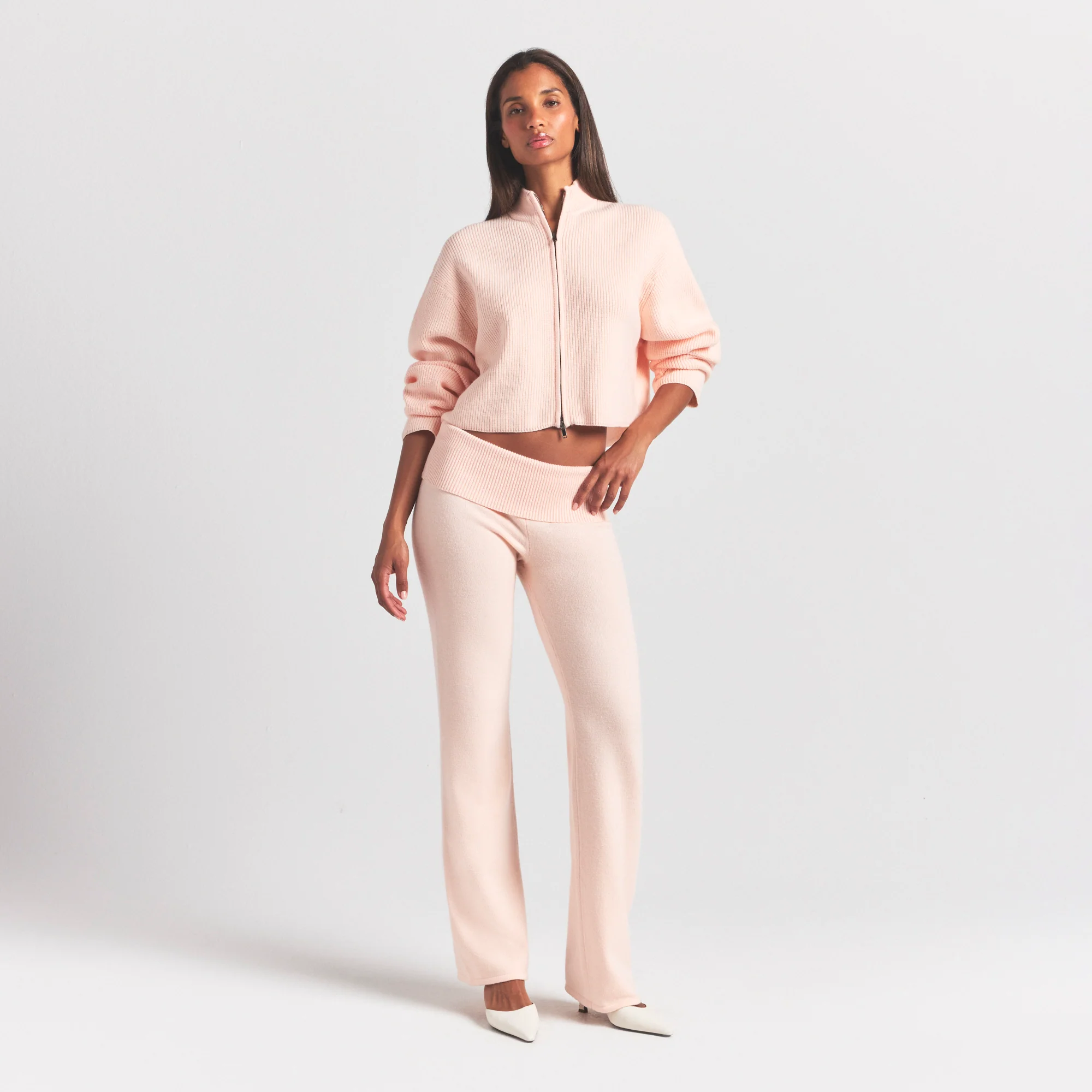 SWEATER KNITS RIBBED MOCK NECK ZIP UP | PRIMROSE - Image 6