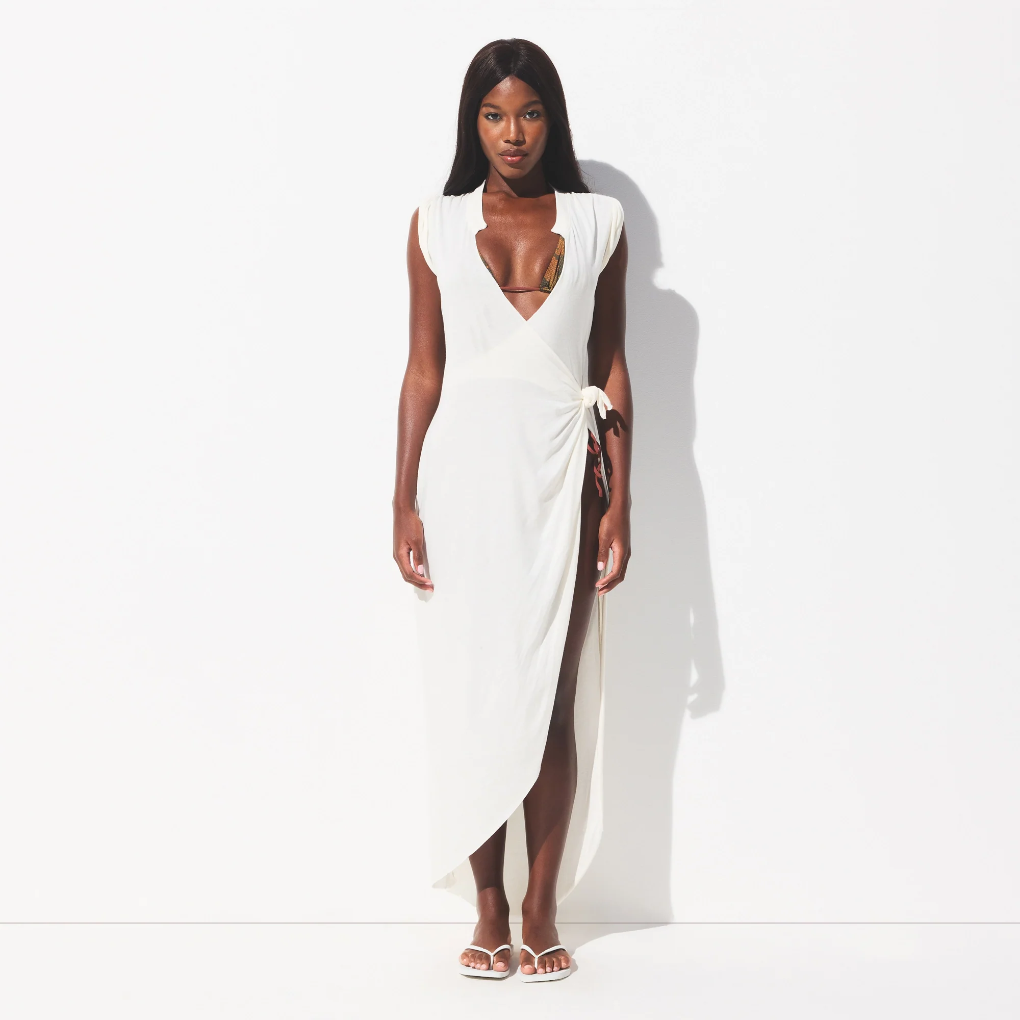 SWIM COVER-UPS COTTON TIE DRESS | EGRET - Image 2