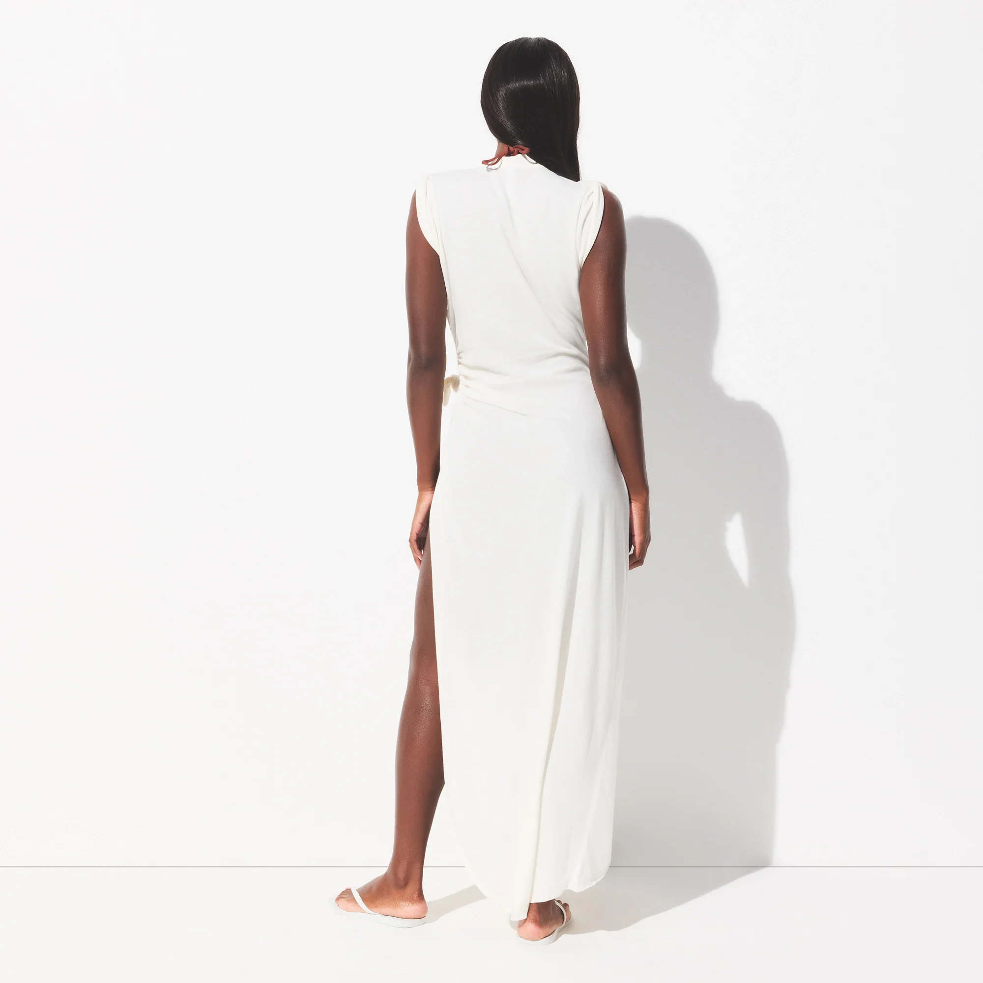 SWIM COVER-UPS COTTON TIE DRESS | EGRET - Image 4