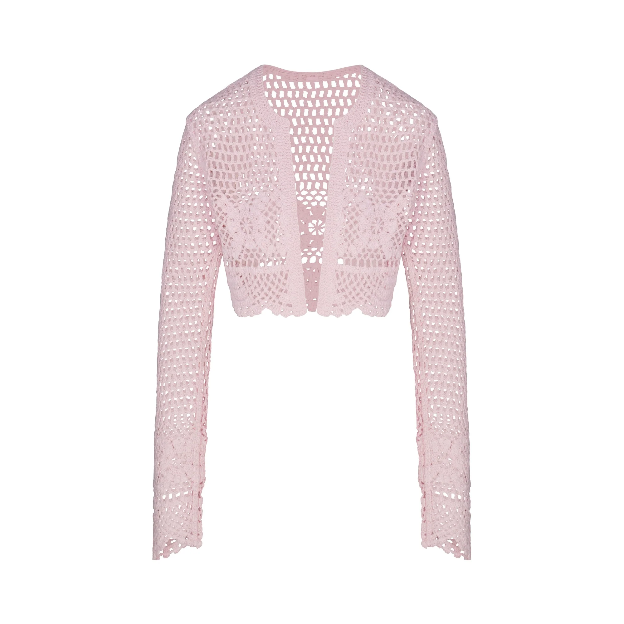 SWIM COVER-UPS CROCHET CROPPED CARDIGAN | CHERRY BLOSSOM