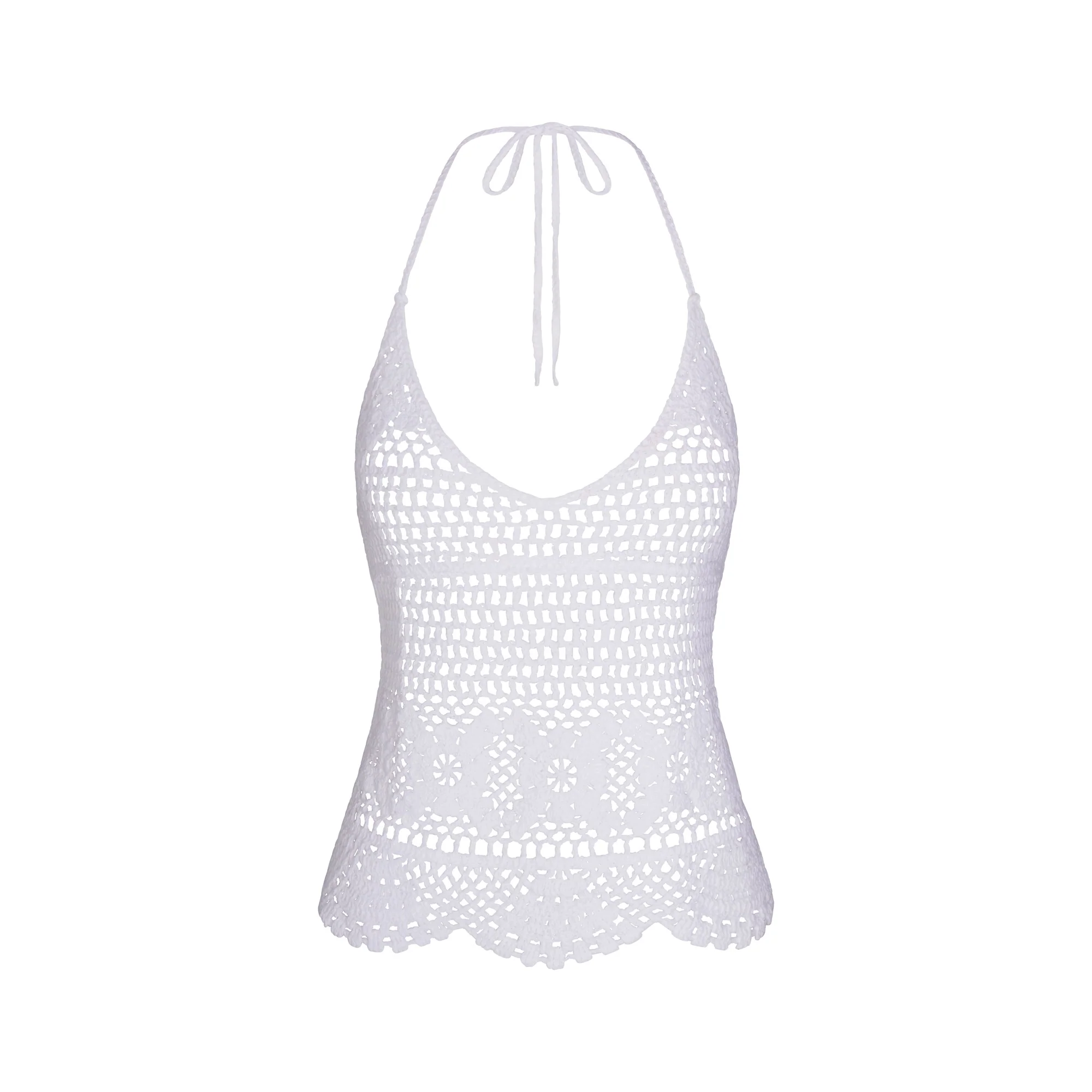 SWIM COVER-UPS CROCHET HALTER CAMI TOP | SNOW