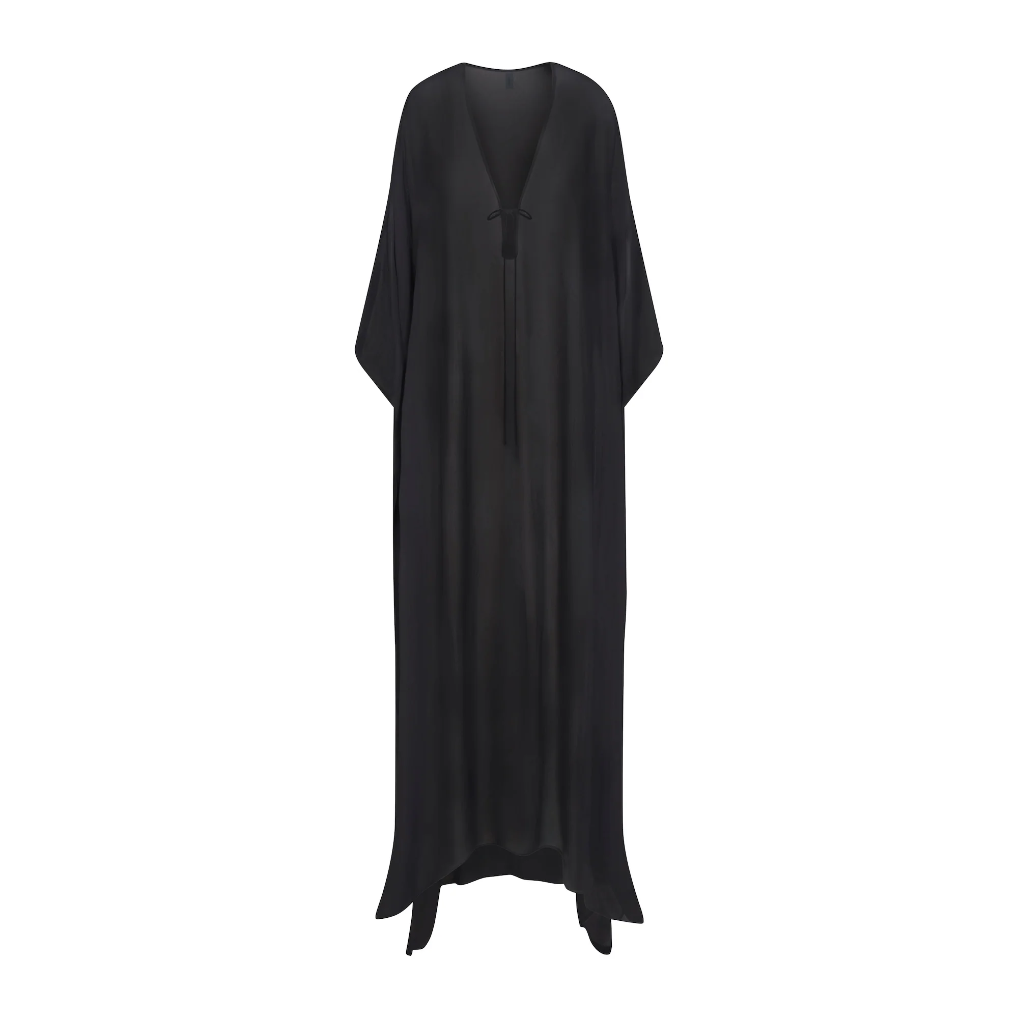 SWIM COVER-UPS SHEER LONG KAFTAN | OBSIDIAN