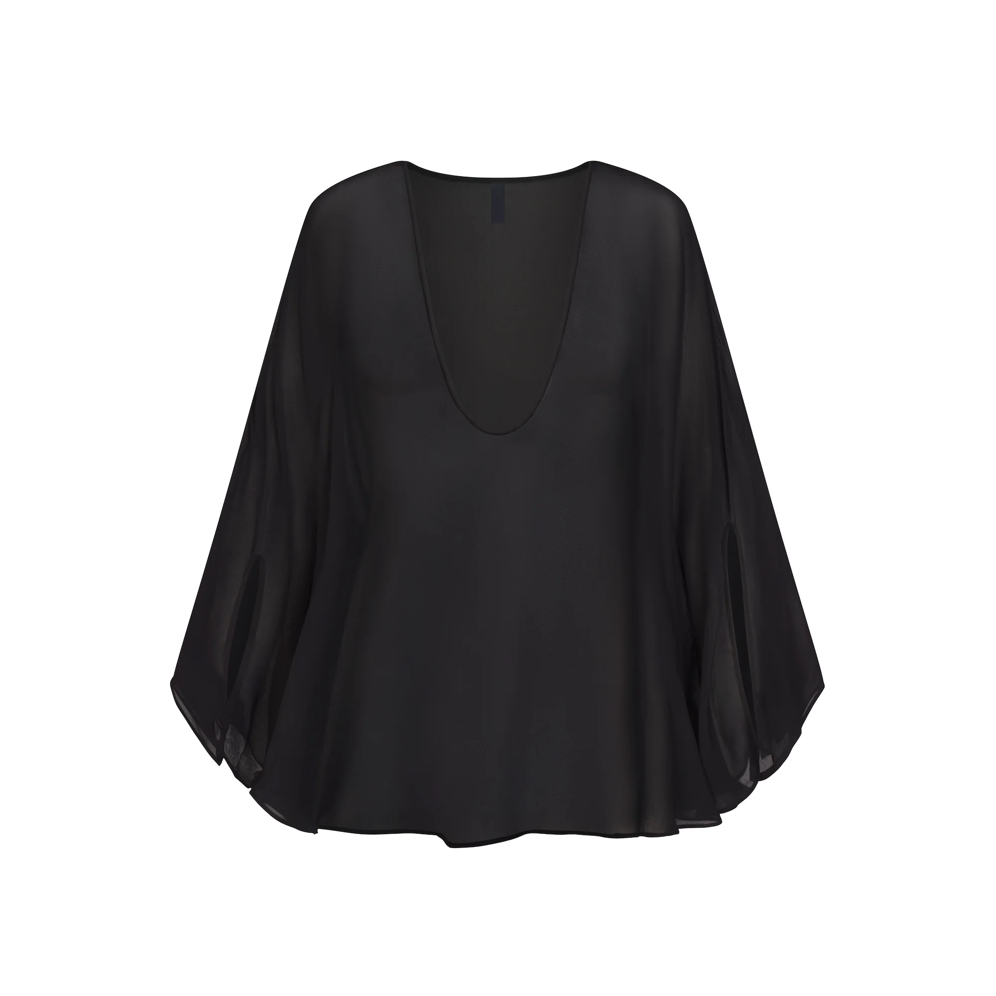 SWIM COVER-UPS SHEER MINI KAFTAN | OBSIDIAN