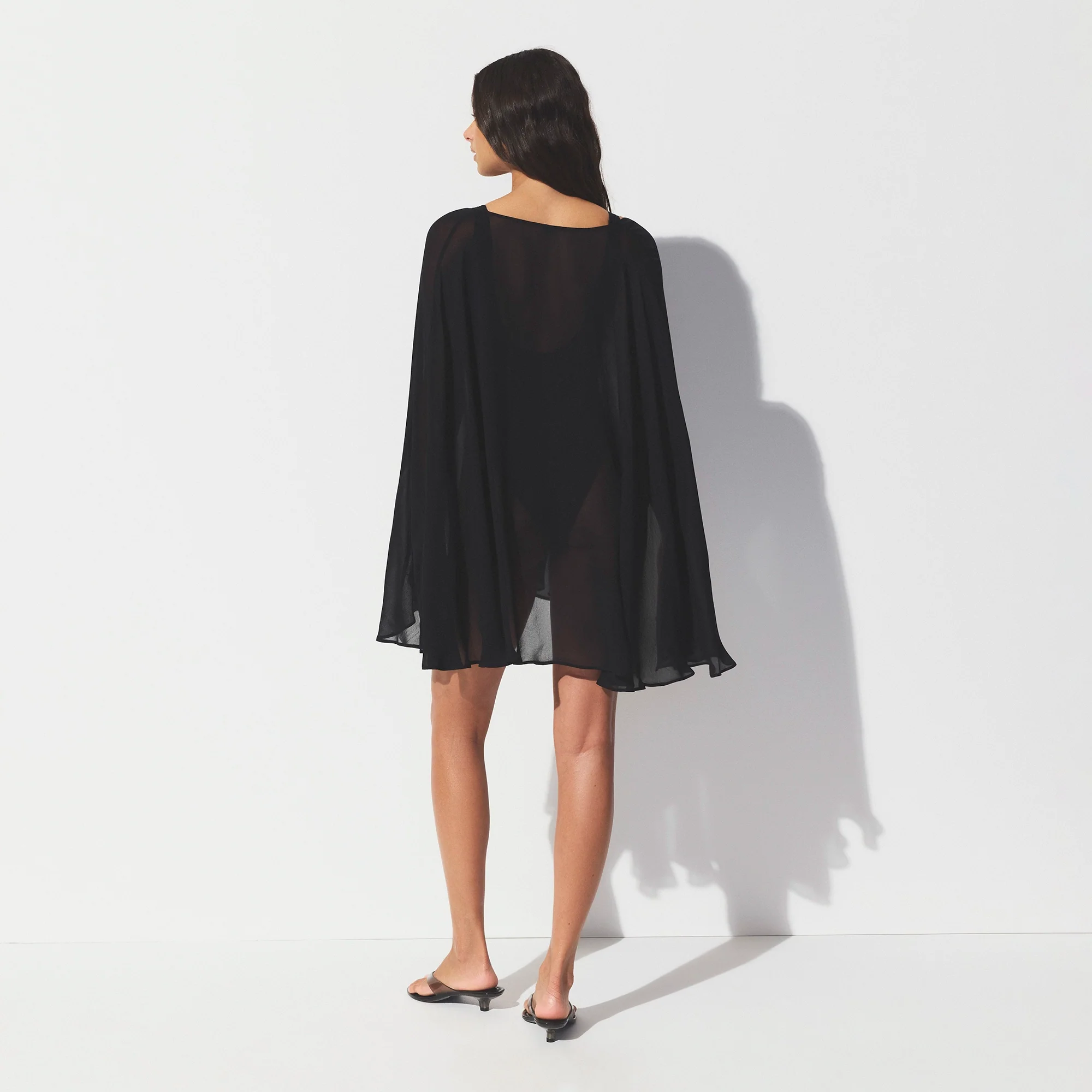 SWIM COVER-UPS SHEER MINI KAFTAN | OBSIDIAN - Image 4
