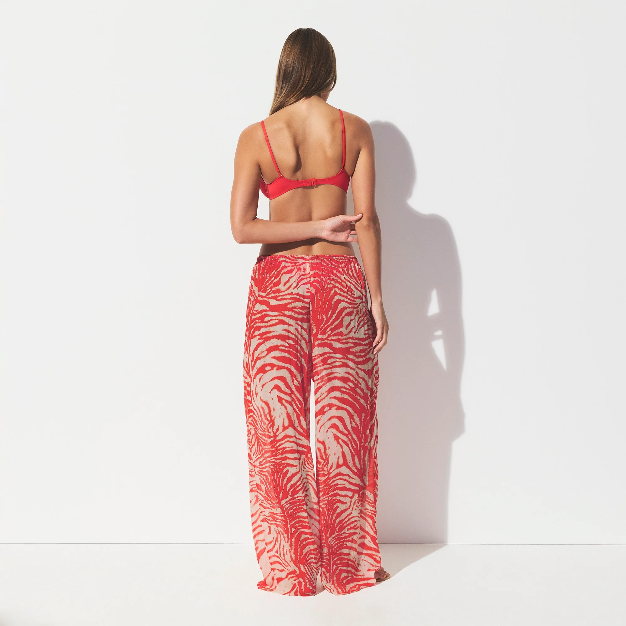 SWIM COVER-UPS SHEER PANT | CARMINE ZEBRA PRINT - Image 4