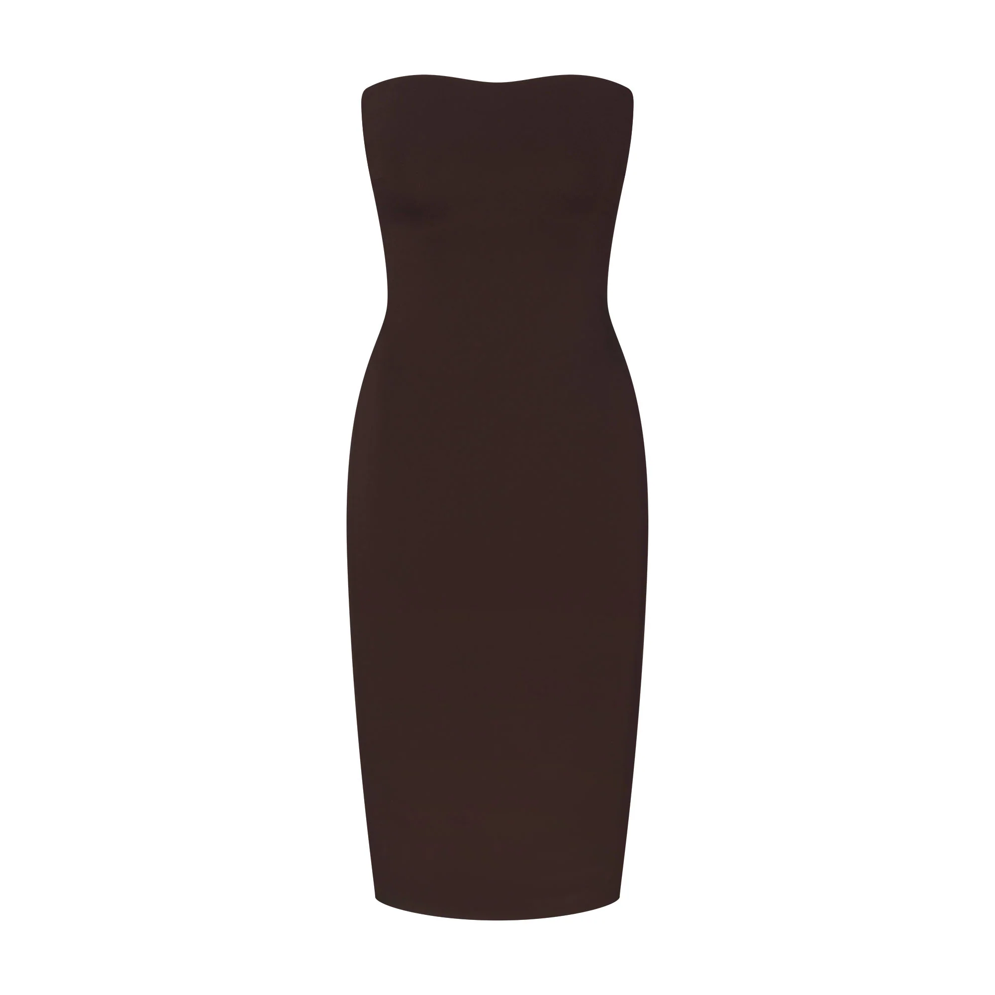 THE ESSENTIAL COLLECTION STRAPLESS MIDI DRESS | ESPRESSO