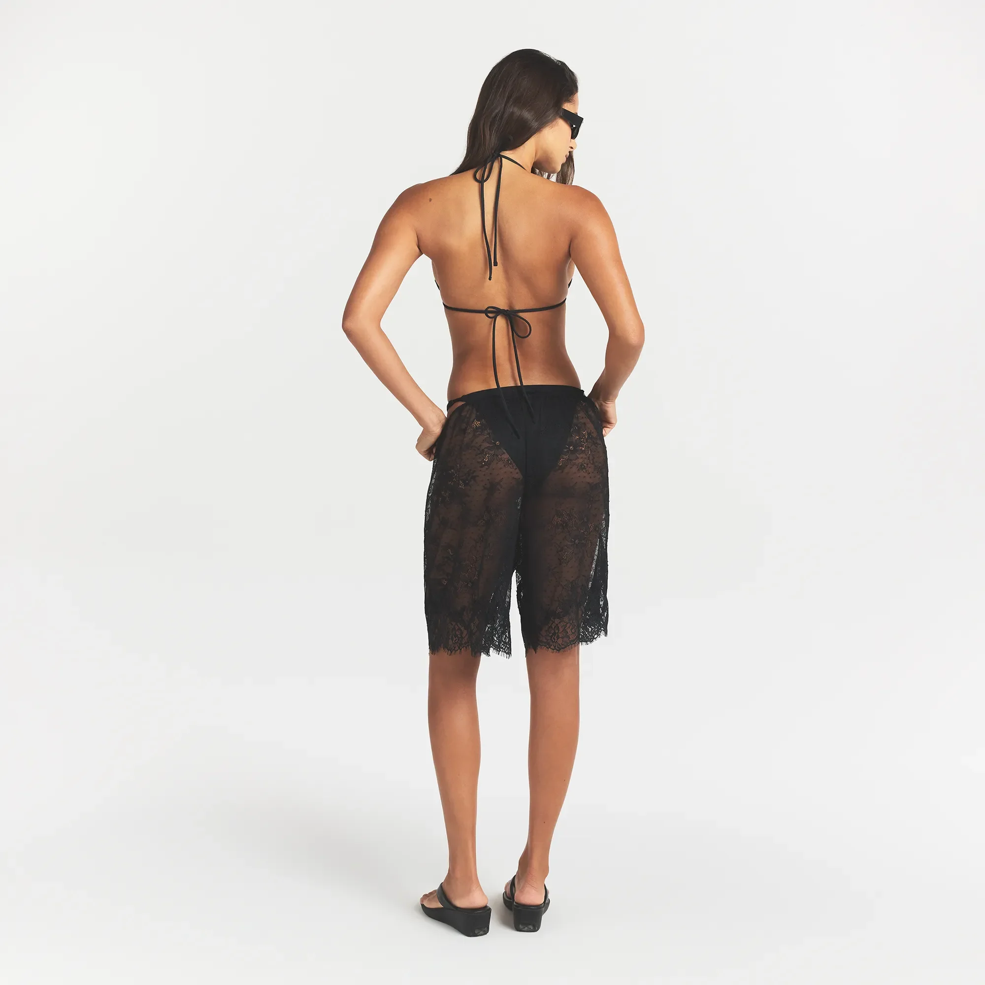 ULTRA FINE LACE LONG SHORT | OBSIDIAN - Image 4