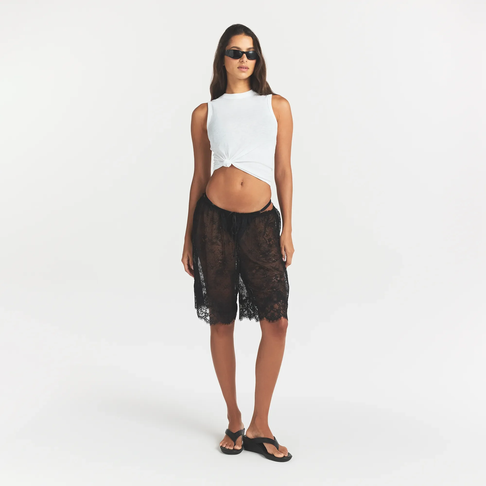ULTRA FINE LACE LONG SHORT | OBSIDIAN - Image 5