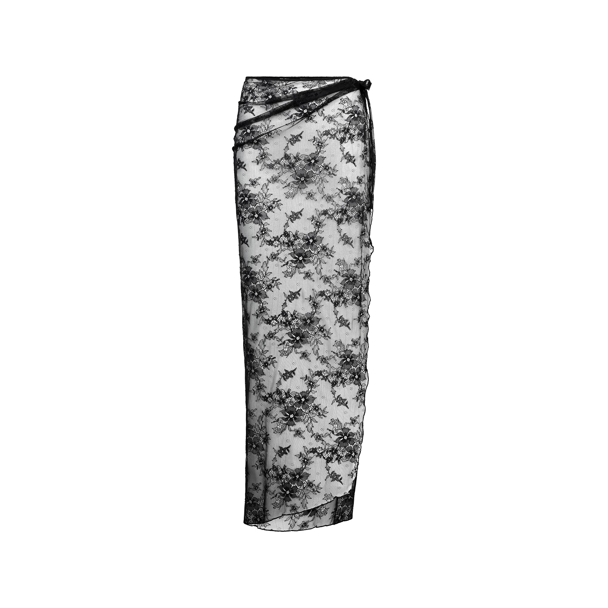 ULTRA FINE LACE LONG TIE SKIRT | ONYX